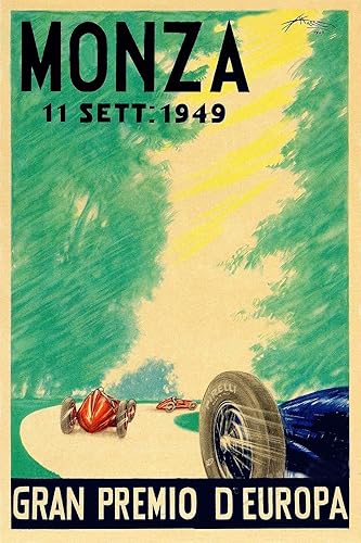 Imán de vinilo magnético de 1949: monza italiana Grand Prix europeo de carreras para cerraduras, coches, carteles, frigoríficos, 5.0 in