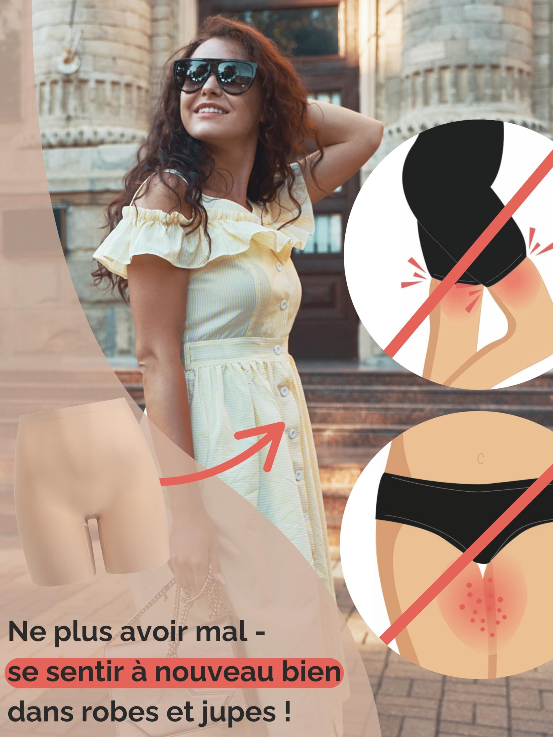 TONEST Culotte Shorty Gainante Femme - Taille Moyenne - Ventre Plat - Shapewear Fortement Sculptant avec Jambes - Pantalon de Cyclisme Amincissant - Push Up - 1300-MS-FC