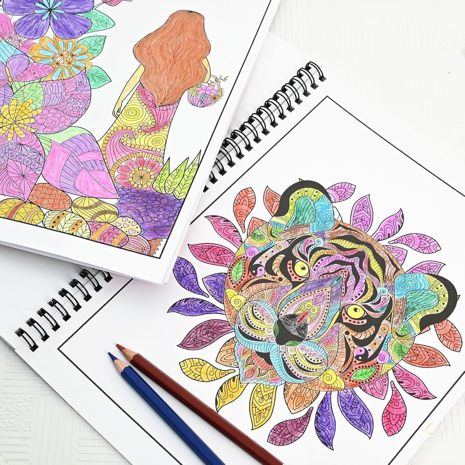 Set 3 Libri Da Colorare Per Adulti, Mandala, Animali E Funghi, 69 Disegni, Rilegatura A Spirale, Formato A4, Antistress