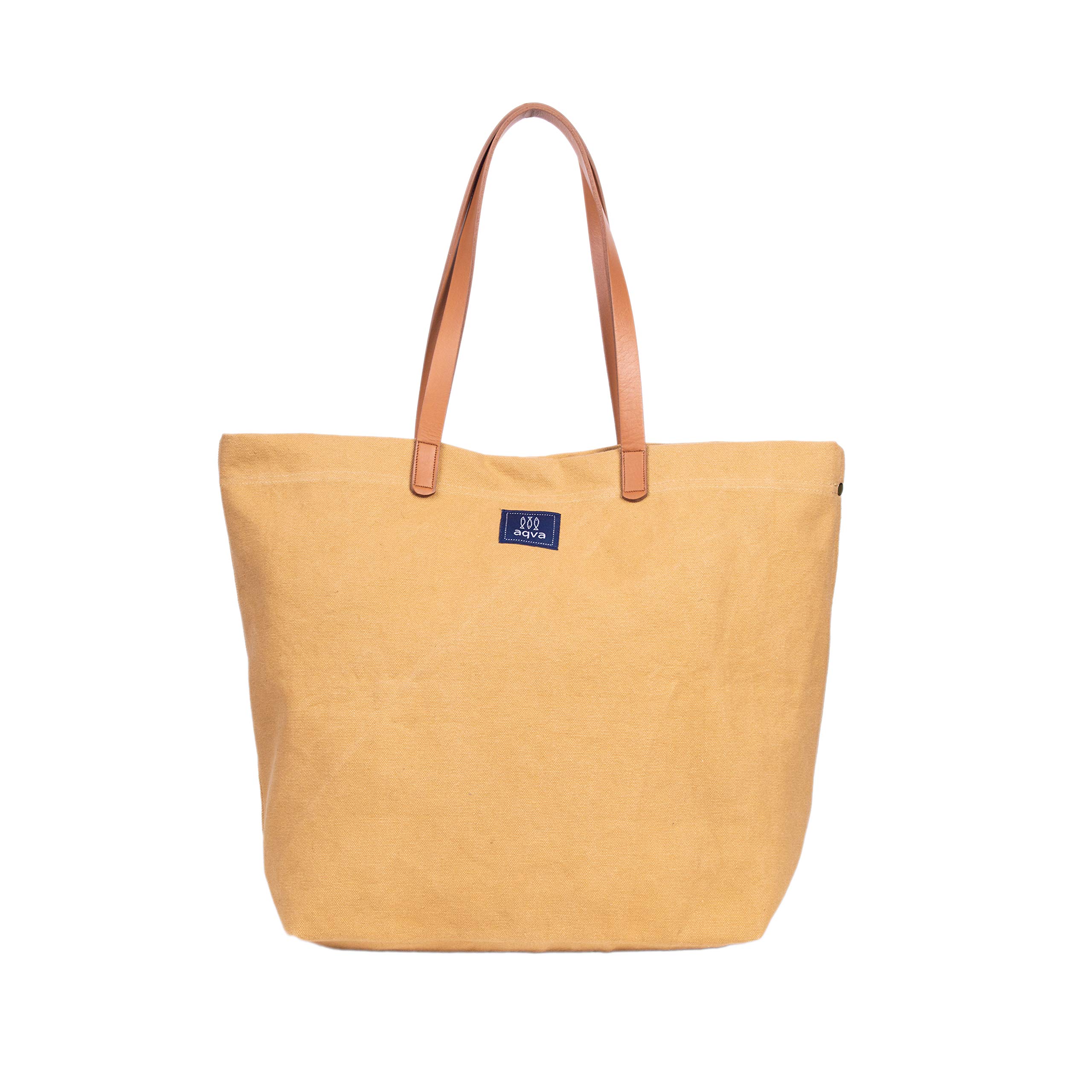 AQVA Cotton Thick Canvas Tote Bag for Women (17.5"x13"x6") | Trendy Stylish Multipurpose Handbag with Inside Pockets and Zipper | Shoulder Bag for Shopping, Beach, Travel and Work | Sand (B08CF47PPN) Amazon Price History, Amazon Price Tracker