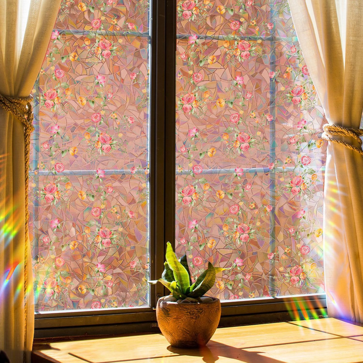 Window Privacy Film Stained Glass Windows Clings Decorative Stickers for Home, Living Room, Bathroom, Window, Door Decor (15.74 x 78.74)