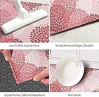 Vista 6 de Juego de 2 tapetes de cocina con diseño floral rosa, antideslizantes, lavables, color rosa, para piso, 2 piezas