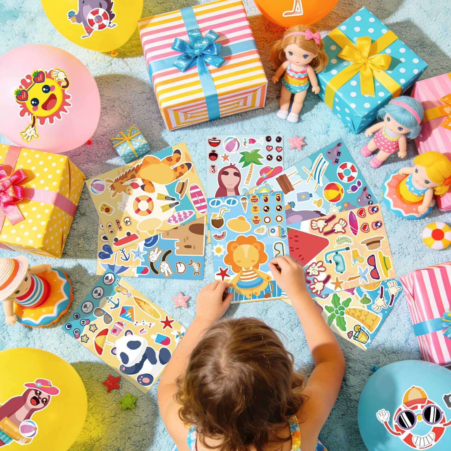 Summer Party DIY Stickers, 36pcs Make Your Own Flamingo Sticker Pool Beach Stickers Hawaii Tropical Stickers for Summer Pool Party Favors Decorations Supplies