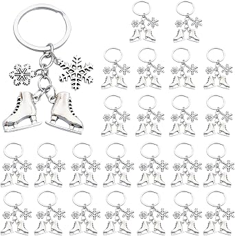 iMagitek 25 Pcs Skating Keychains Skates Snowflake Keychain Ice Skating Skate Lover Keychain