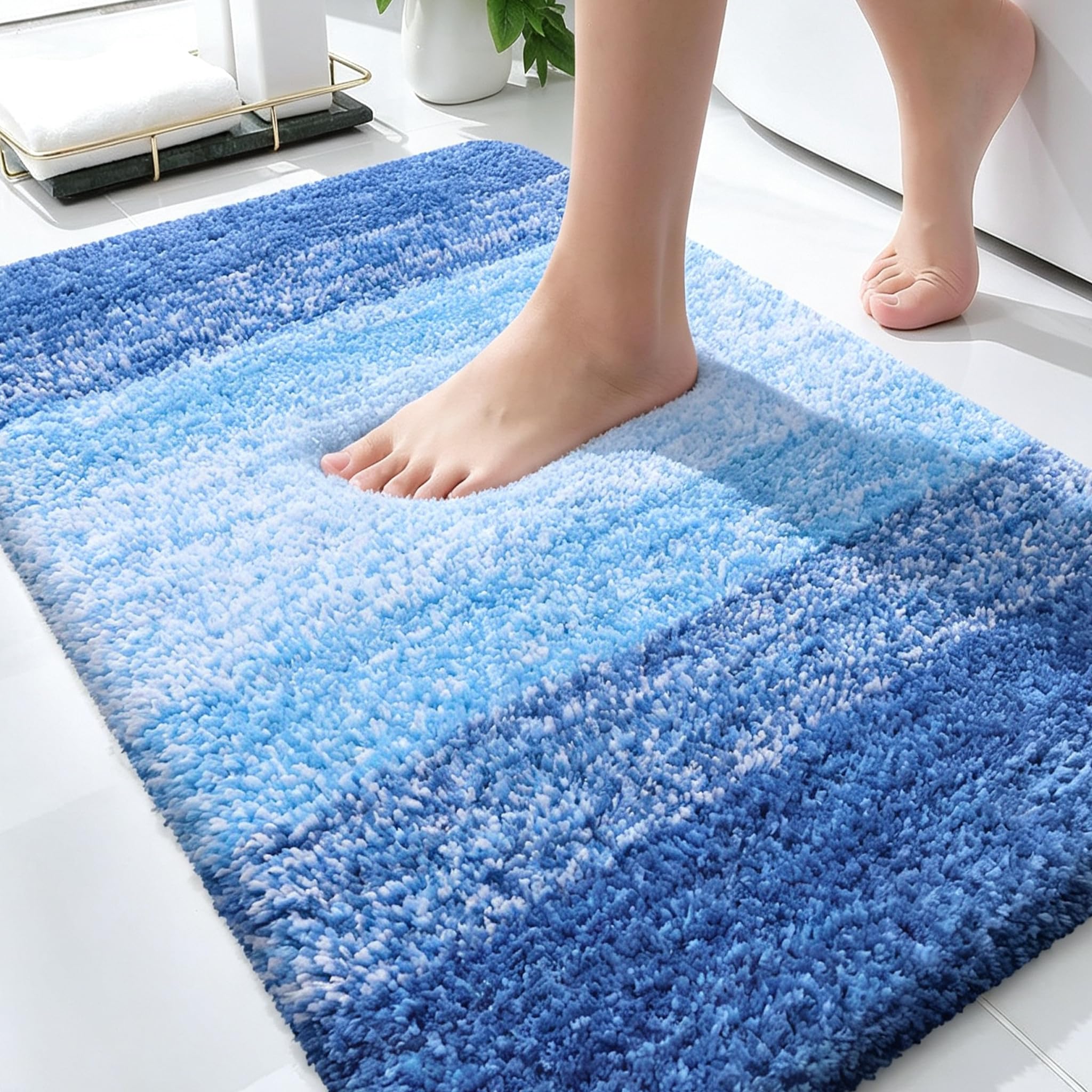 OLANLY Small Bathroom Rugs 24x16, Extra Soft Absorbent Microfiber Bath Rugs