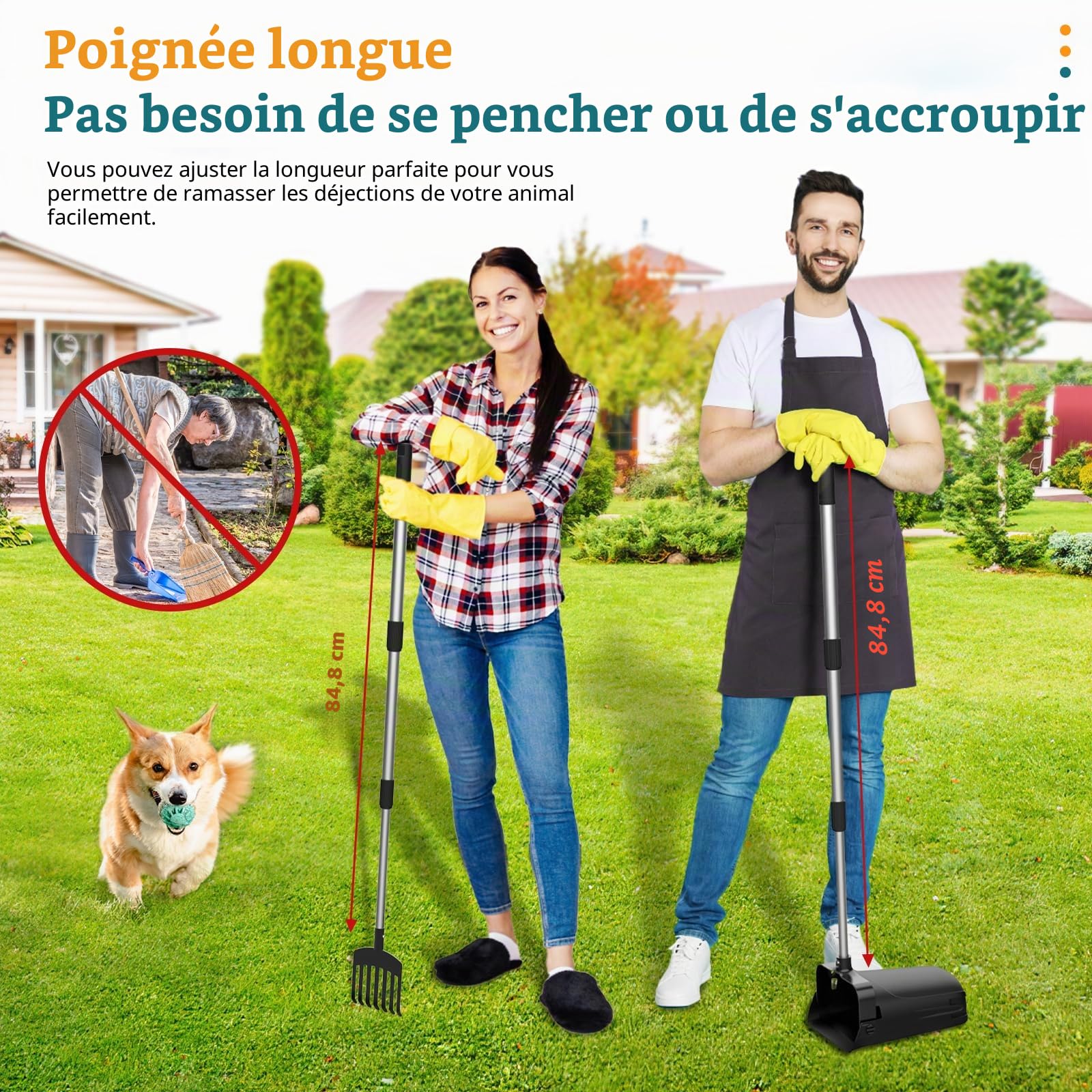VavoPaw Kit de Pelle à déjections Canines pivotante pour Grands Chiens de Grande Taille, Moyens et Petits Chiens avec 20 Sacs à déchets, Pelle pour enlever Les déchets d'animaux domestiques avec
