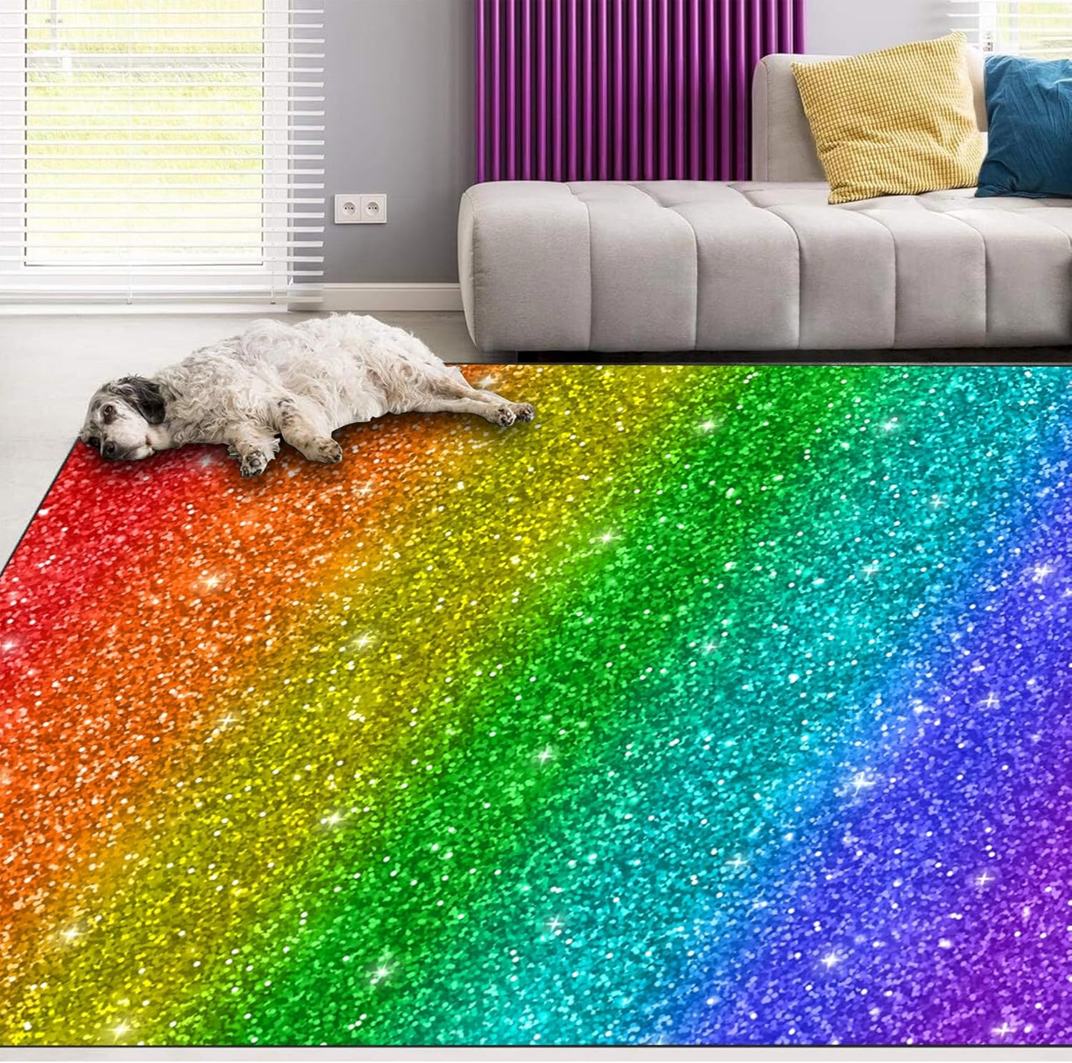 Amazon.com: Rainbow Glitter Background Area Rug 5x7ft/152x213cm Rugs ...