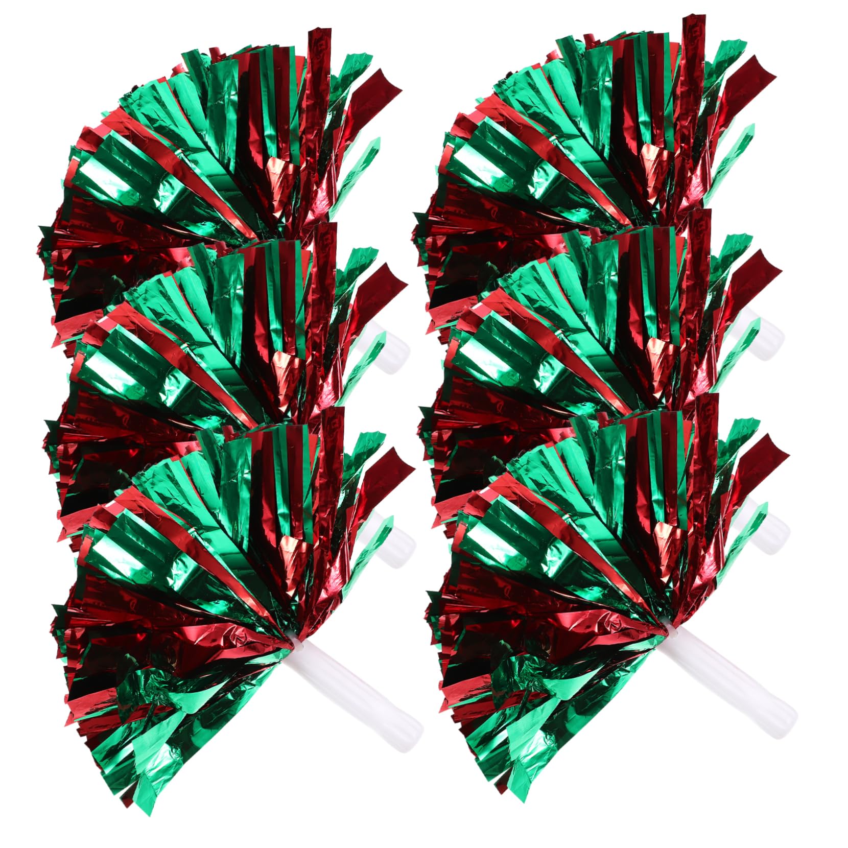 Sosoport Bright Color Hand-cranked Cheer Pom Poms 6pcs Pe Cheerleading Props for Sports Games Dance Parties