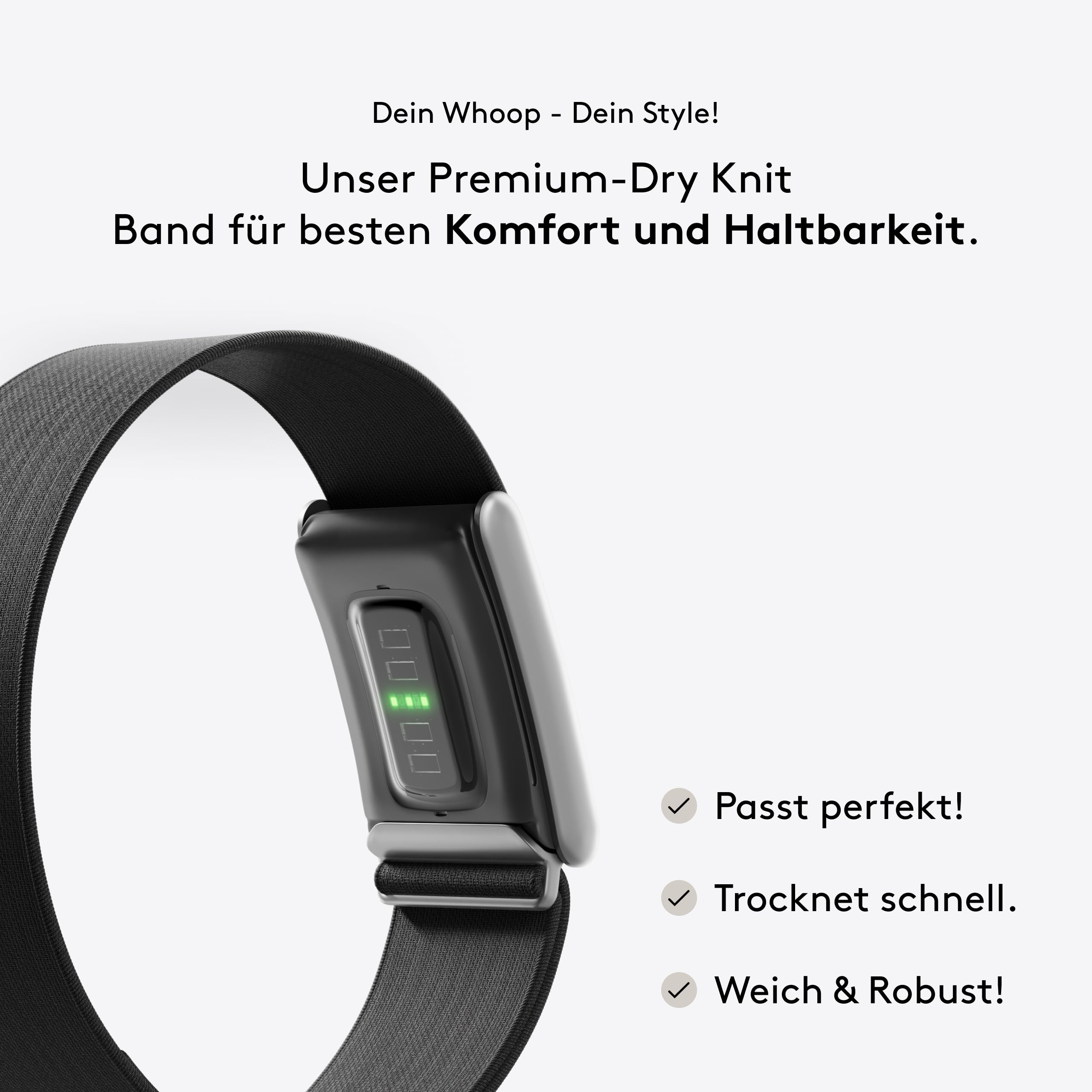Dry Knit Band kompatibel mit WHOOP 5.0 | Geschmeidiges, schnell trocknendes Band | Nimmt 30% weniger Wasser auf | Ersatzband WHOOP 5.0