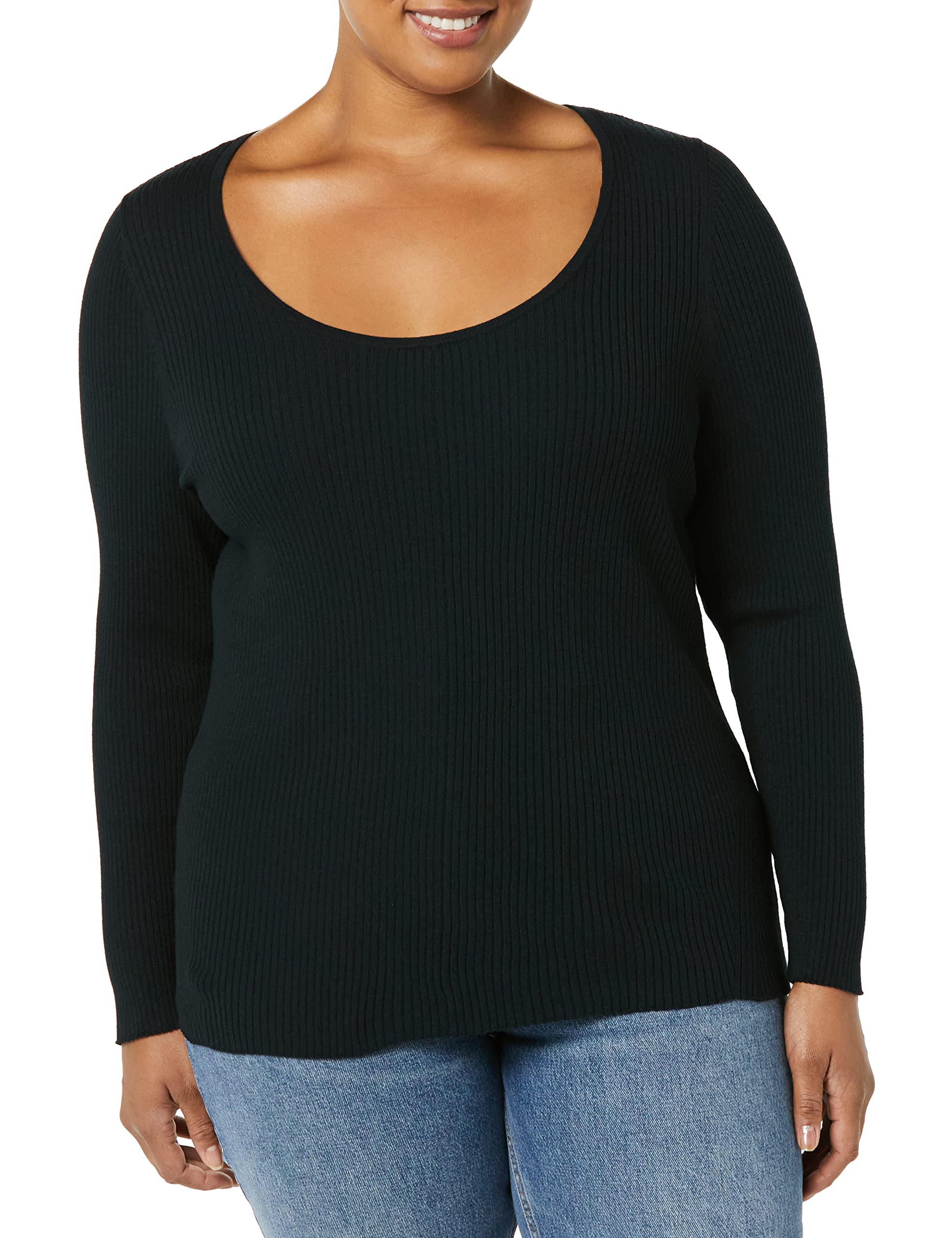 Amazon Essentials Womens Long-Sleeve Sweater Fine Gauge Stretch Scoop Neck Available in Plus Sizes