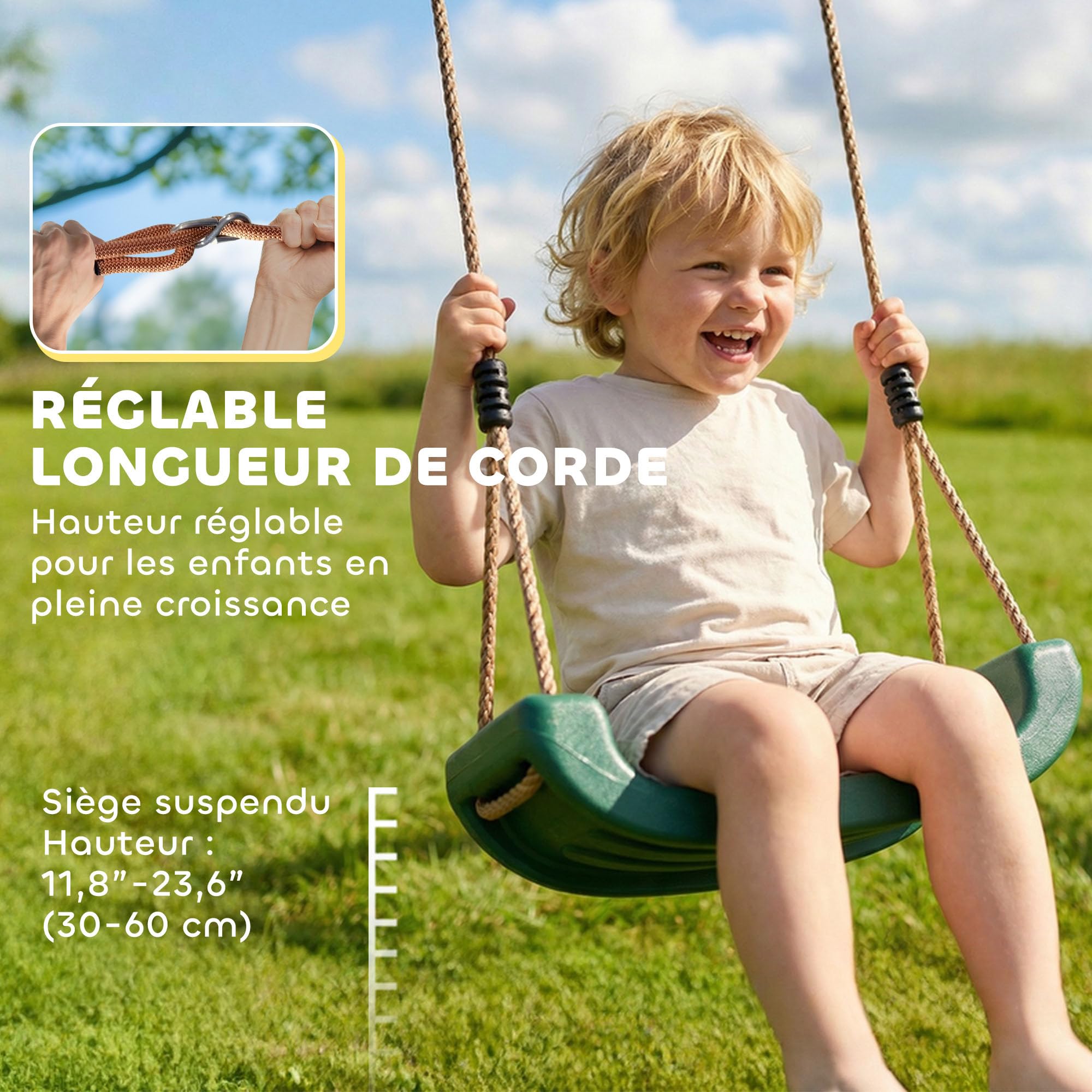 AIYAPLAY Aire de Jeux portique en Bois 2 balançoires Toboggan 3-8 Ans | Mur d'Escalade et Terrasse Couverte, Tour d'escalade pour enfants