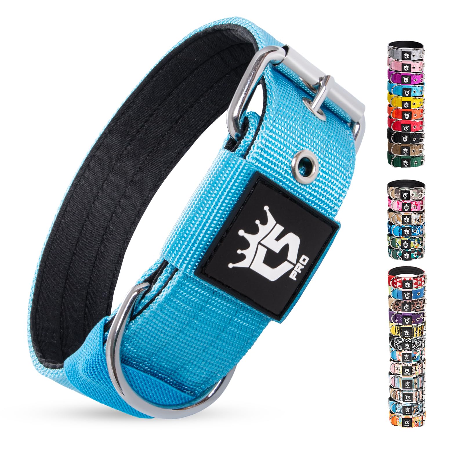 TSPRO Heavy Duty Tactical Dog Collar, 3.8 cm Wide for Medium & Large Dogs