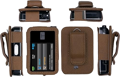 Funda de cuero ajustable con protector de pantalla para bomba de insulina tándem tSlim X2 (morado)