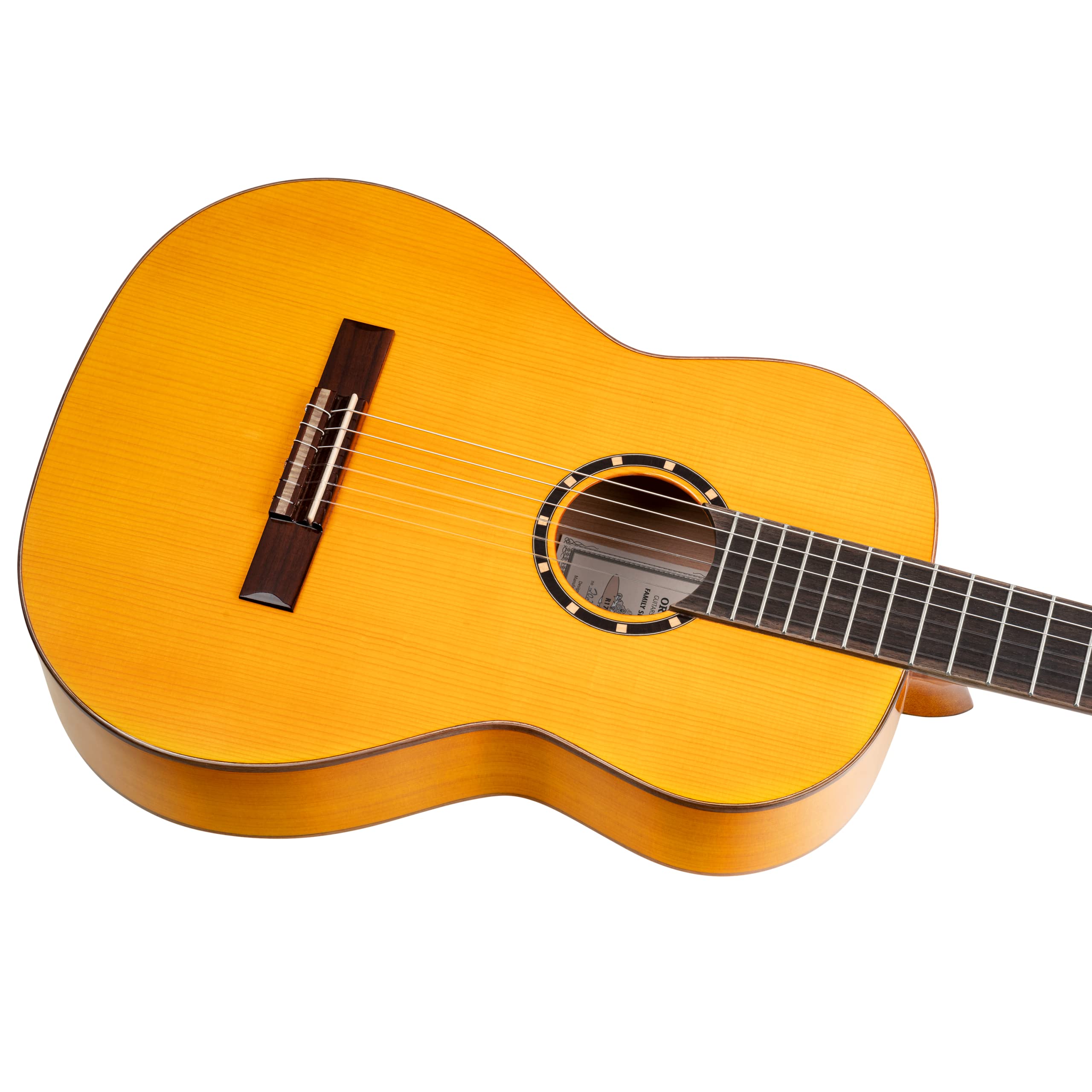 Ortega Guitars Family Series Pro - Guitarra de concierto flamenco 4/4 (pícea y ciprés, acabado brillante, incluye funda R170F)