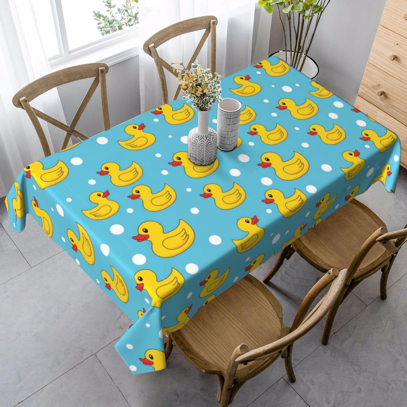 Nappe imperméable canard jaune 137x183cm pour table sans taches
