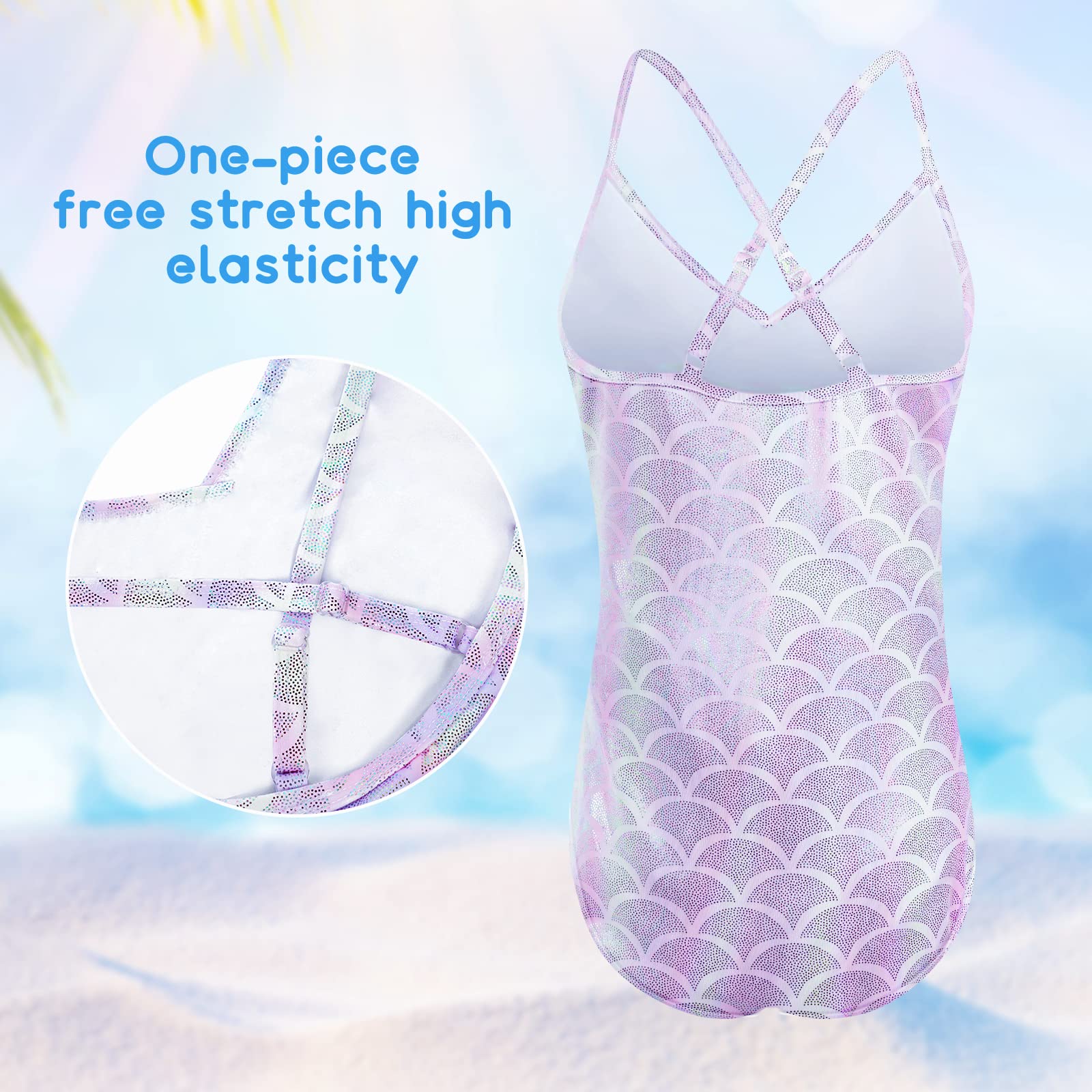 flintronic Costume da Bagno per Ragazze, Costume Intero Bambina Sirena, Bikini da Spiaggia Ragazze, Estivo Senza Manica Costume da Bagno per Spiaggia Estate per Ragazze