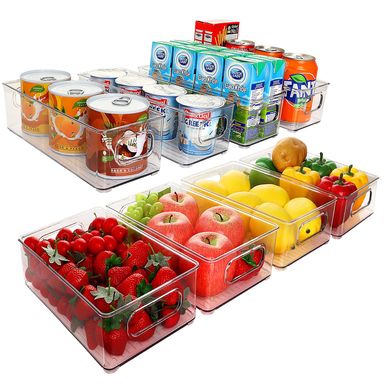 Buy 8 Pack Refrigerator Organizer Bins, Clear Stackable Food Storage