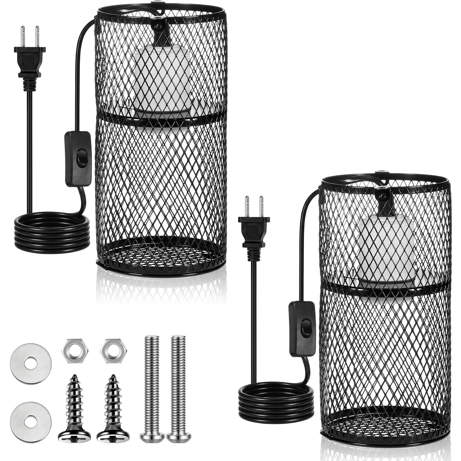 2 paralumi termici per rettili con emettitore di calore in ceramica da 150 W, anti scottatura, gabbia a rete, protezione per rettili, lucertola, pulcino, serpente, pulcino, lampadina non inclusa