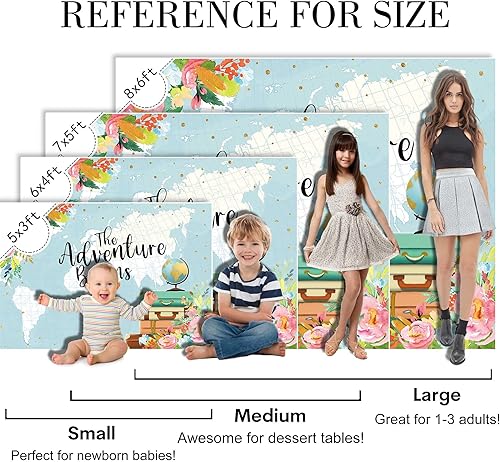 Miniatura 4 de Pancarta de fondo de 7x5 pies con texto en inglés "Oh The Places You'll Go Baby Shower Photo Backdrops World Map Flower Children Party Banner SK0334B