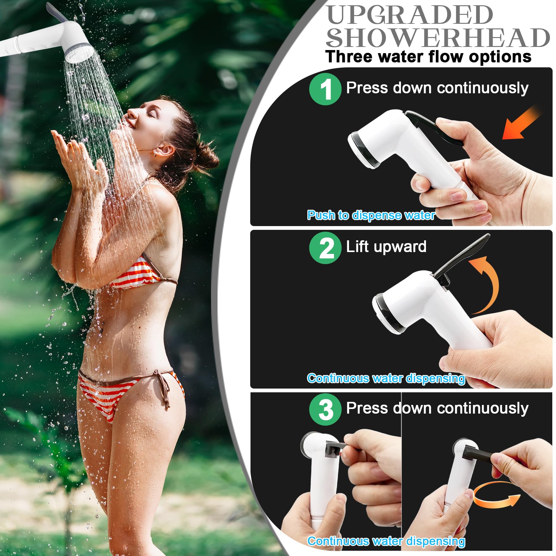 Tadomoe 20 l campingdouche met pomp, draagbare zonnedouche tas met praktisch mondstuk voor kamperen, wandelen en strand