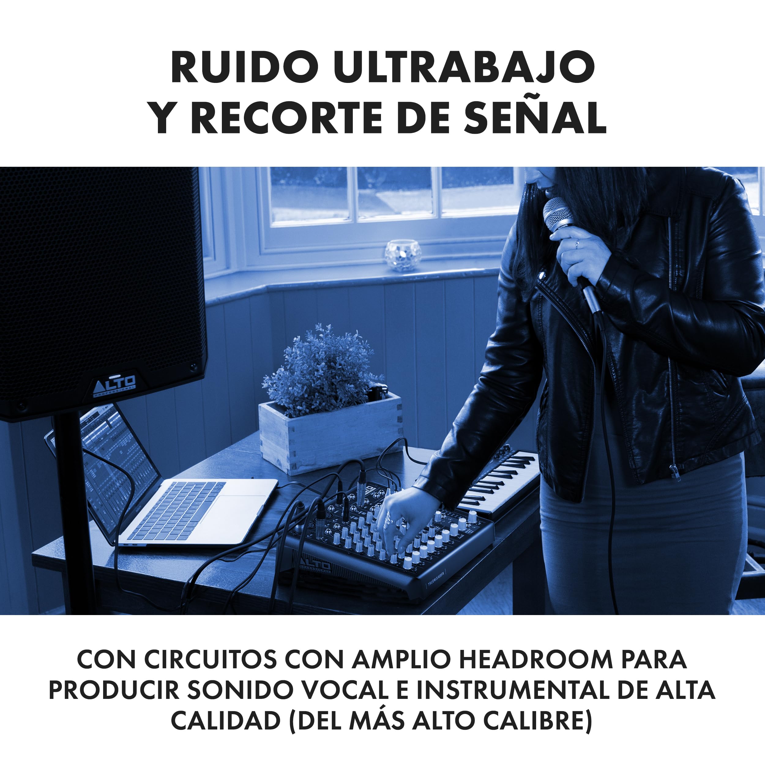 ALTO TrueMix 800FX Mesa de Mezclas Con 4 Entradas XLR de Micrófono, Interfaz de Audio USB y Bluetooth Para Podcasts, Actuaciones en Vivo, Grabaciones, DJ, Windows y Mac