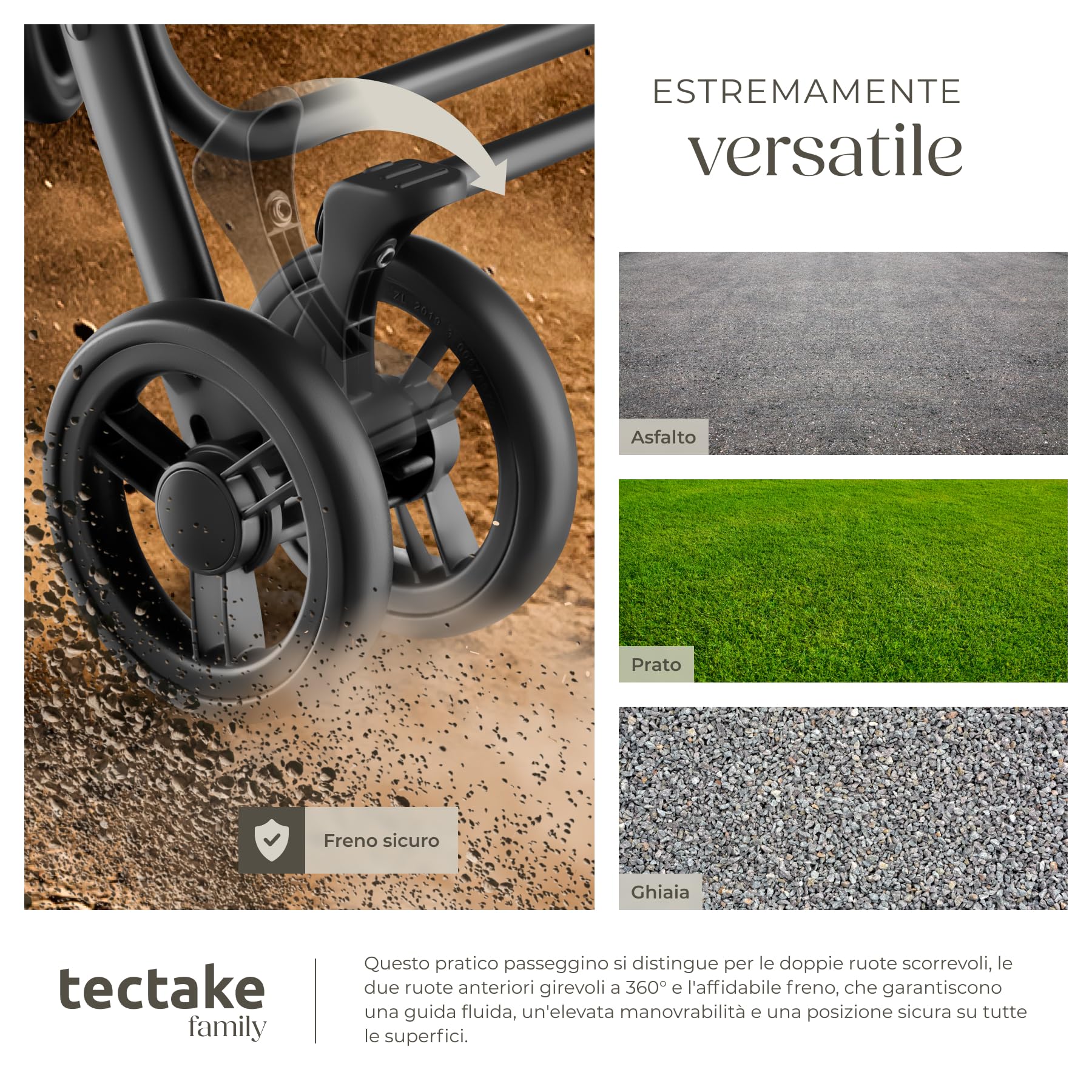 tectake® Passeggino Pieghevole per Bambini da 0 a 3 Anni, Passeggino Leggero con Cintura a 5 Punti Regolabile, Freno a Pedale, Tettuccio Parasole, Ruote Girevoli, Freno a Pedale – Nero