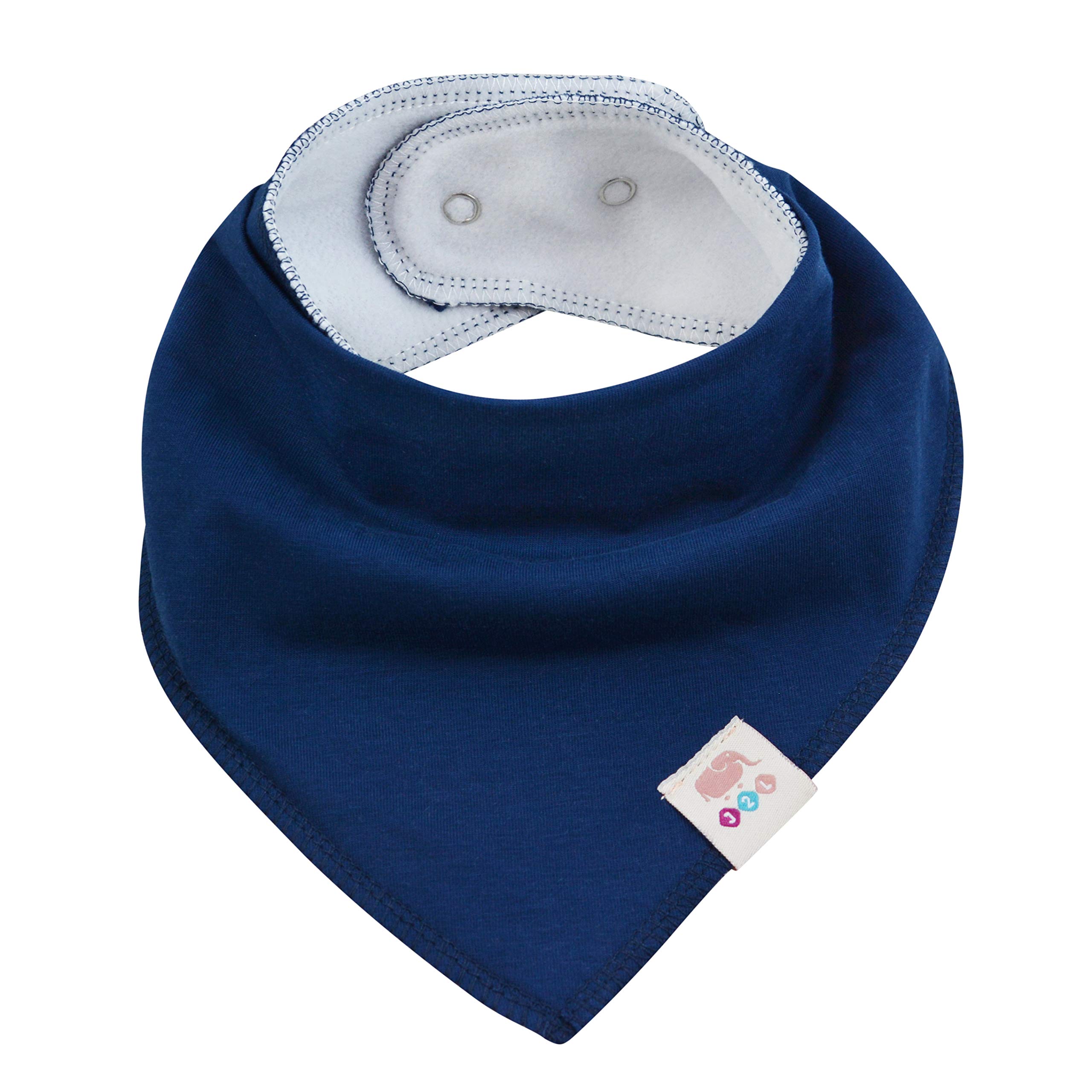 M.M.C. Set de 8 bavoirs triangulaires unis en coton avec boutons-pression réglables pour bébé garçon et fille