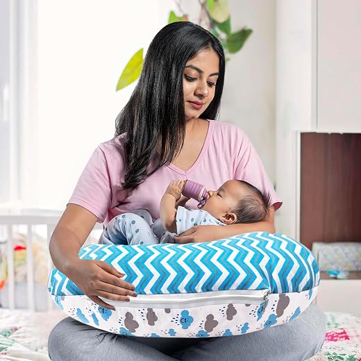 MOM & SON Multipurpose Baby Feeding Pillow | Nursing Support Pillow for Breastfeeding & Bottle Feeding | Maternity FeedingPillow | Newborn Essentials | Adjustable Strap Feeding Pillow (0-12 Months)