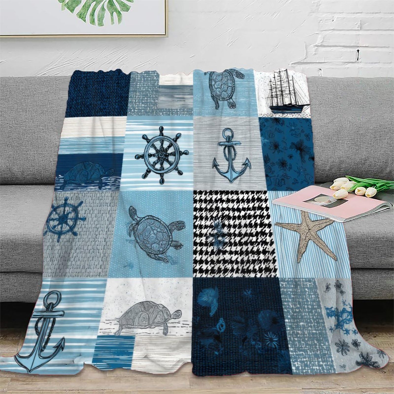 Literie douce bleu marine imprimé 3D en microfibre premium