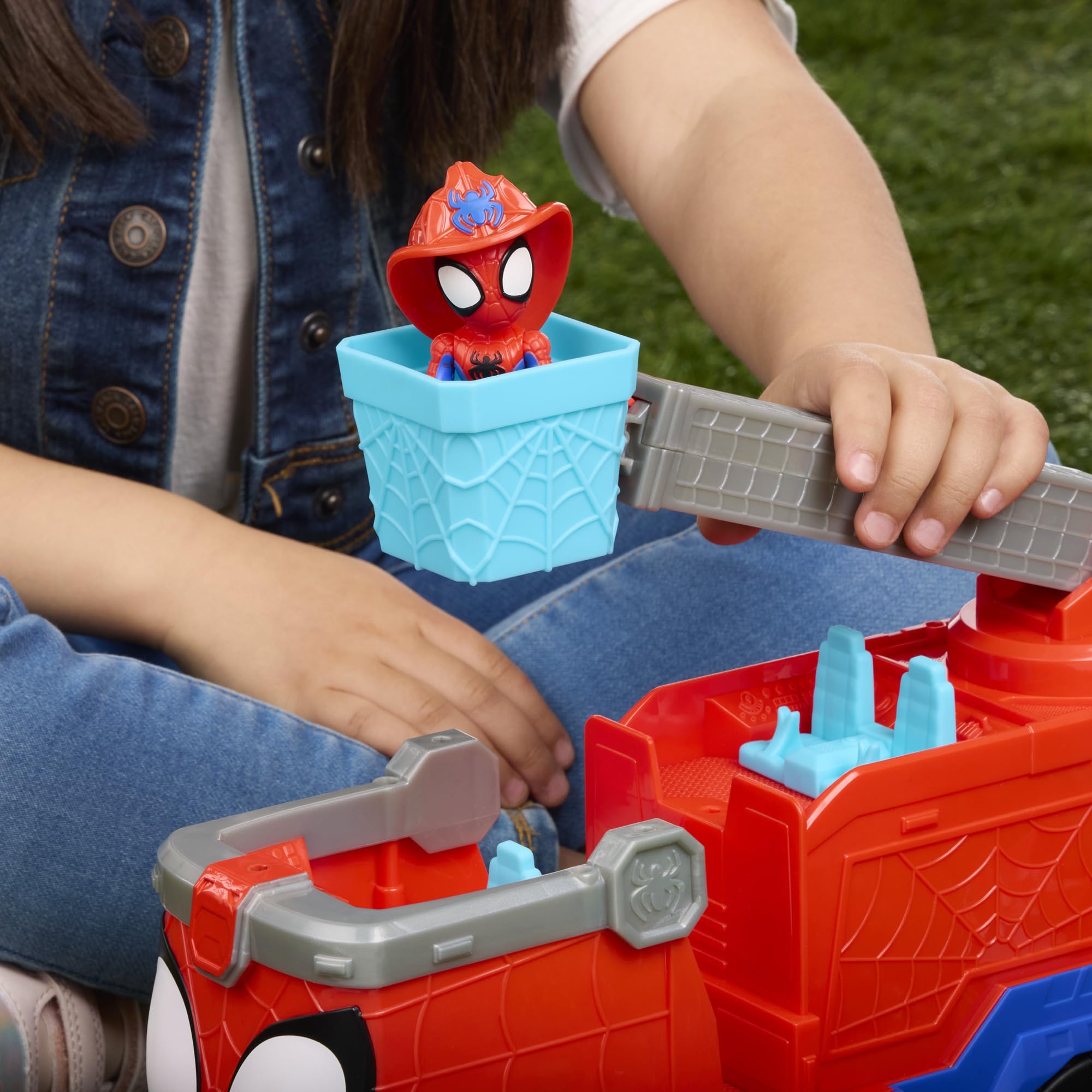 Hasbro Marvel, Spidey e i Suoi Fantastici Amici, Camion dei Pompieri Rescue-Webs, Action Figure e Veicolo