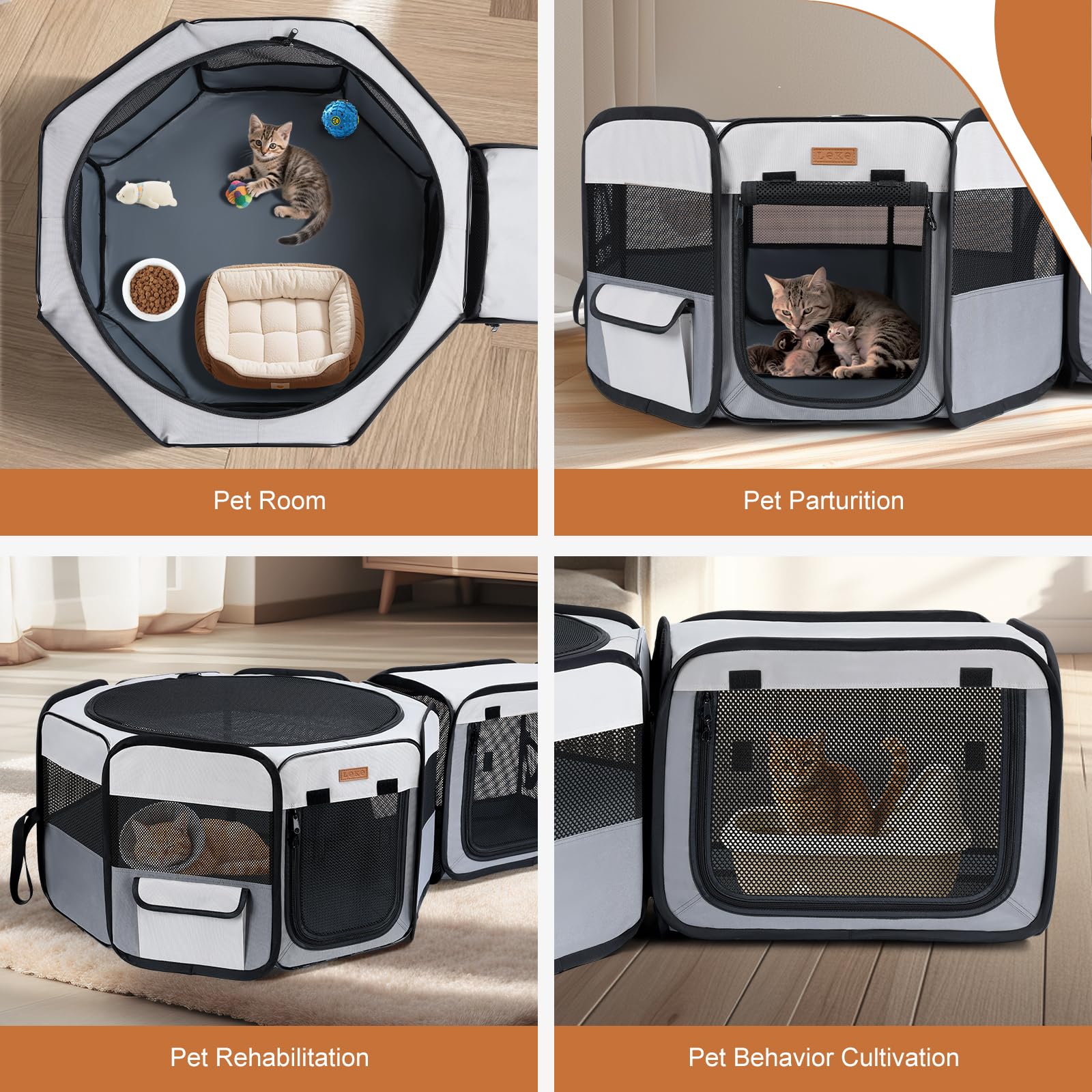 Caño Plegable para Cachorros, 120 x 40 cm, 2 en 1, Parque para Cachorros y Gatos, Interior y Exterior, con Bolsa de Transporte