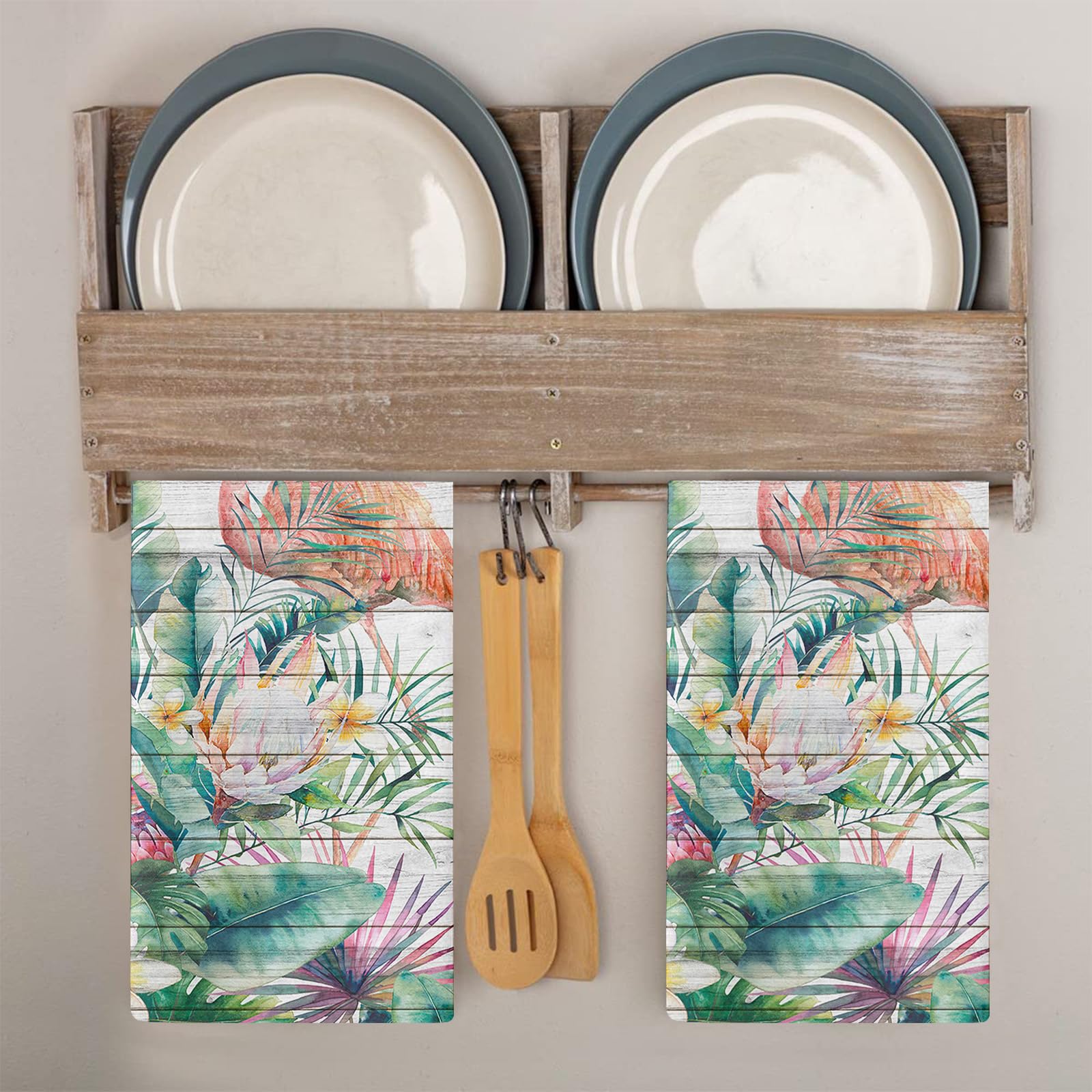 Strofinacci Cucina Arancio Verde Tropicale Canovacci Cucina Assorbente Microfibra Morbido e Lavabile Asciugamani Cucina Decorativi per Bagno Ristorante 4 Pezzi (40x60 cm)