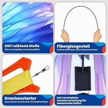 SGftre Set of 2 Butterfly Kites for Children and Adults Easy to Fly Outdoor Toy for Boys and Girls Ideal for Beach and Outdoor Activities