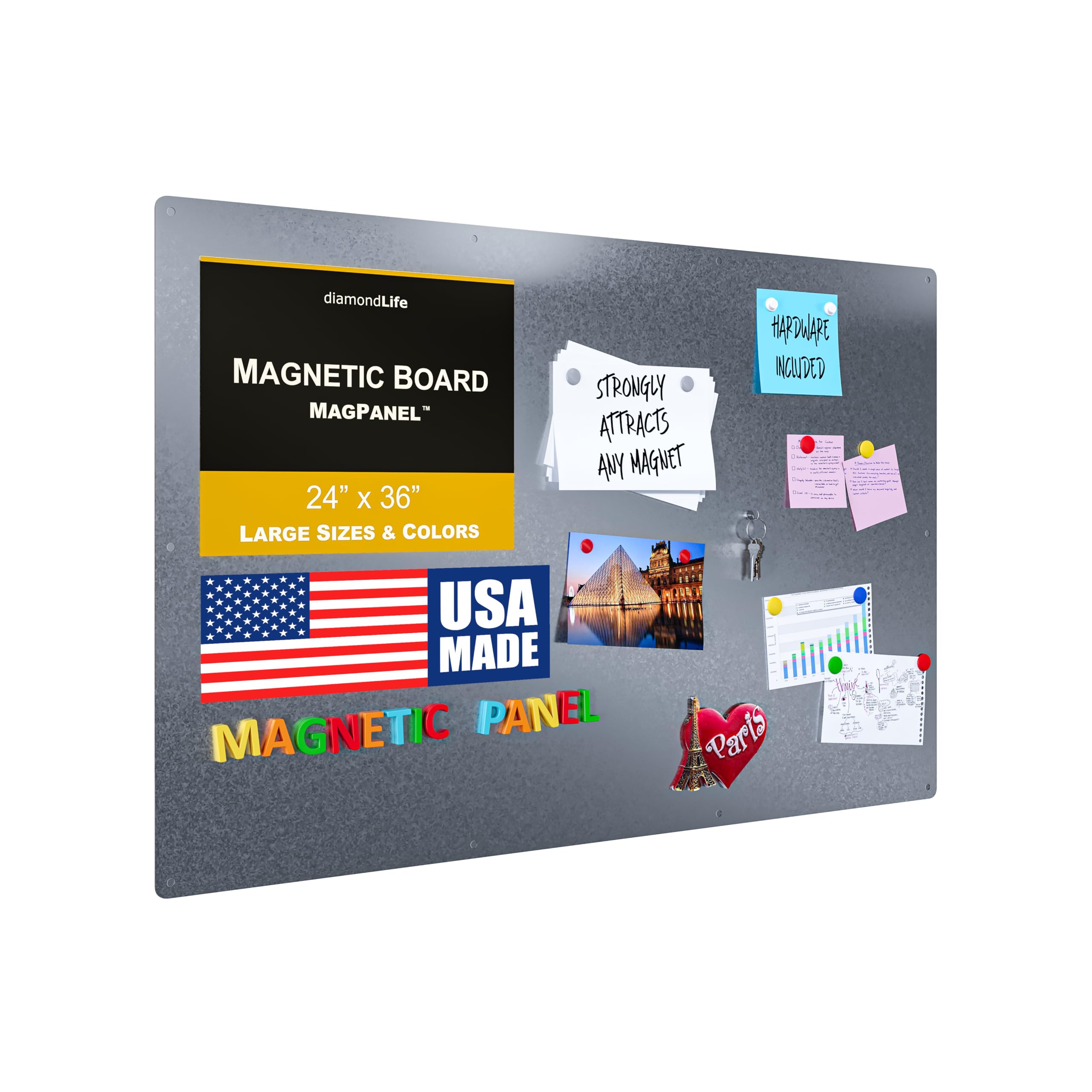 24"x36" - Magnetic Board - Memo & Vision Board for Home, Office, and Classroom - Magnet Board for Kids - Pre-drilled Mounting Screws Included