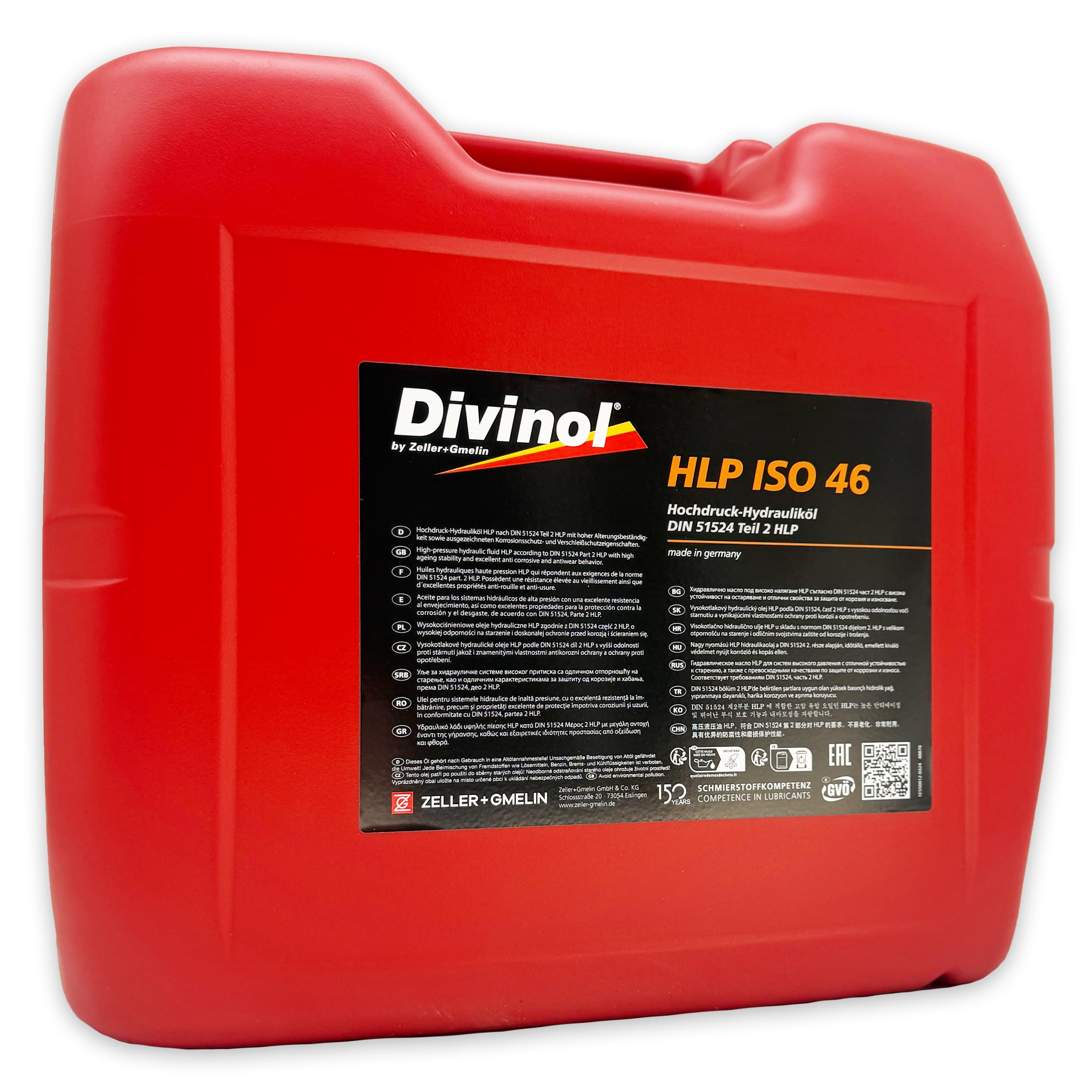 Divinol HLP 46 | 20 L | Hydrauliköl – DIN 51524-2 HLP | ISO VG 46 | (48870) | Hochdruck Hydrauliköl für Hydraulikanlagen Maschinen Industrie – Verschleißschutz Öl | mit Trichter