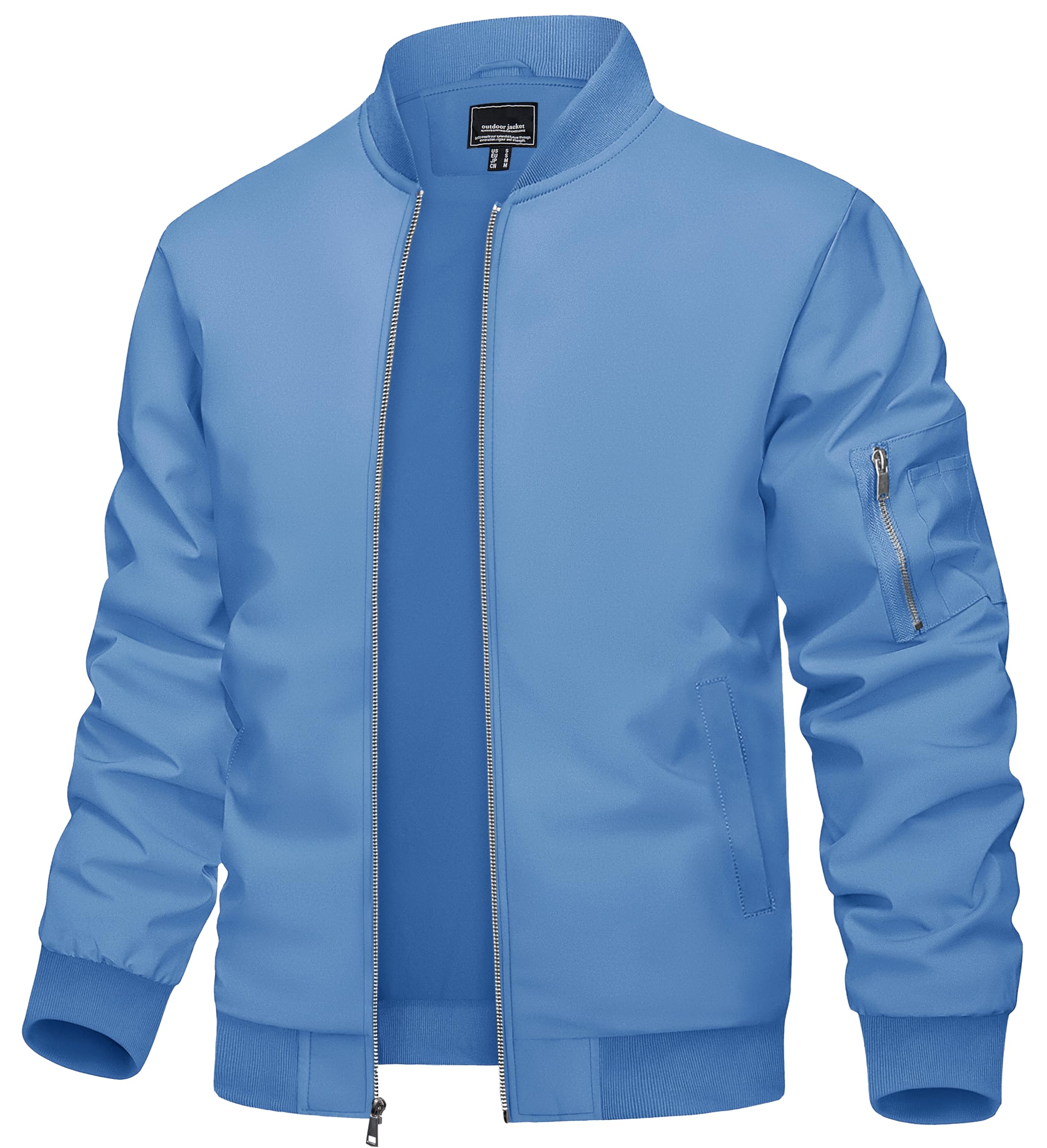 TACVASENMen's Jacket-Lightweight Casual Spring Fall Thin Bomber Zip Pockets Coat Outwear