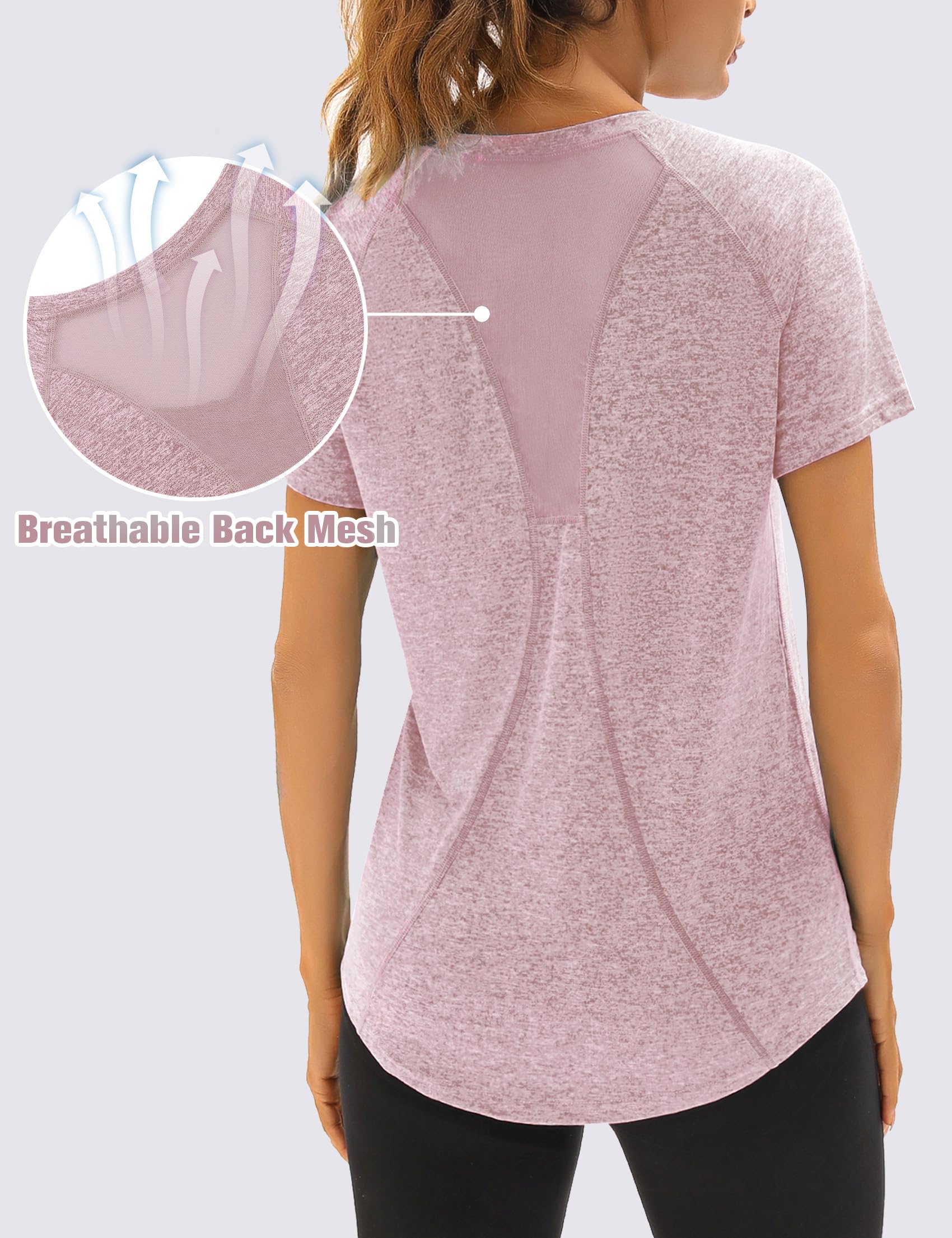 Camiseta Deportivo Mujer Camiseta de Manga Corta Camiseta Holgada de Secado Rápido Camisetas de Malla Mujer Yoga Fitness Top Ropa Deportiva Entrenamiento Atlético