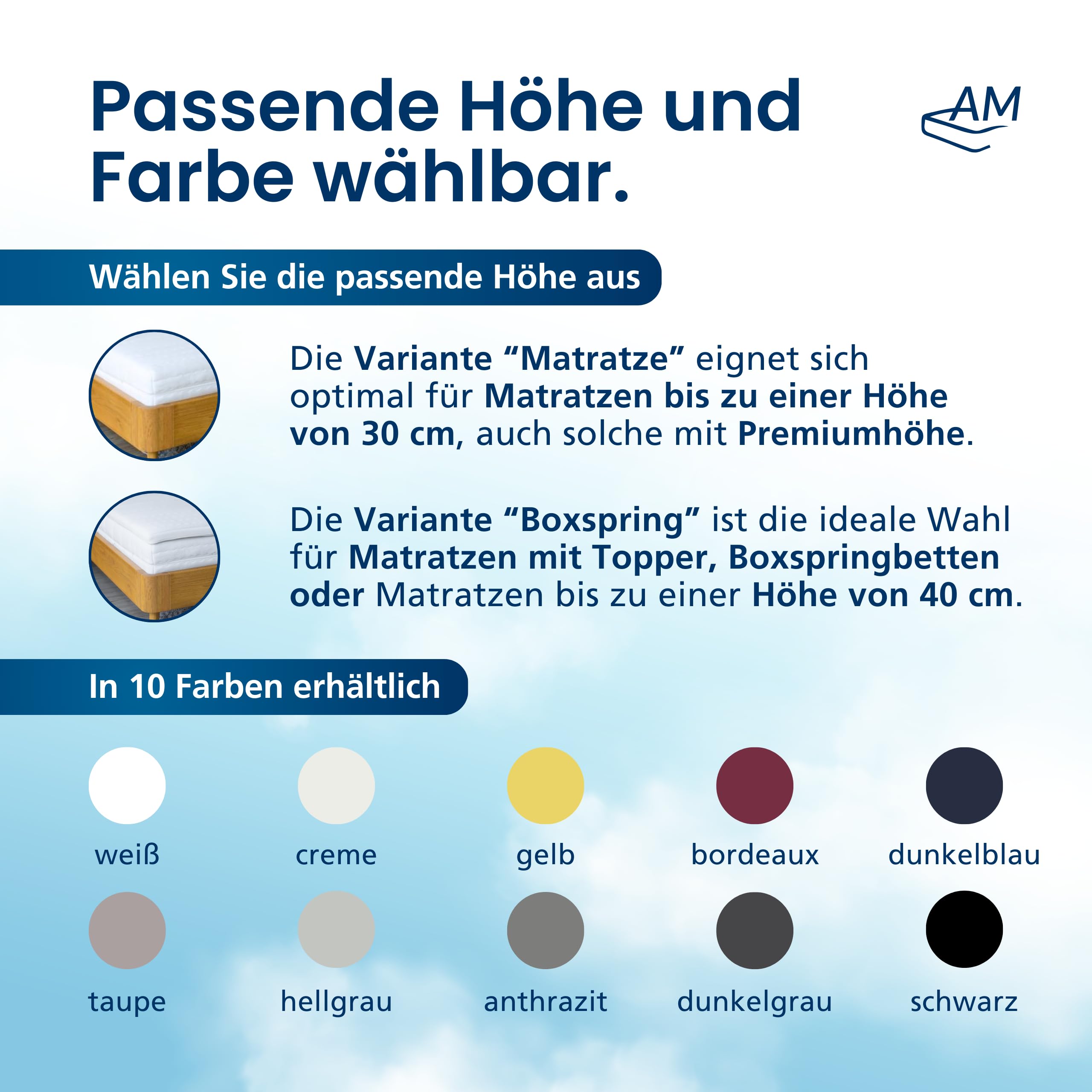 AM Qualitätsmatratzen Premium Spannbettlaken 140x200cm Baumwolle (200gsm) in Anthrazit - Made in Germany - Oeko TEX zertifiziertes Bettlaken 140x200 Baumwolle - Jersey Spannbetttuch - Fitted Sheets