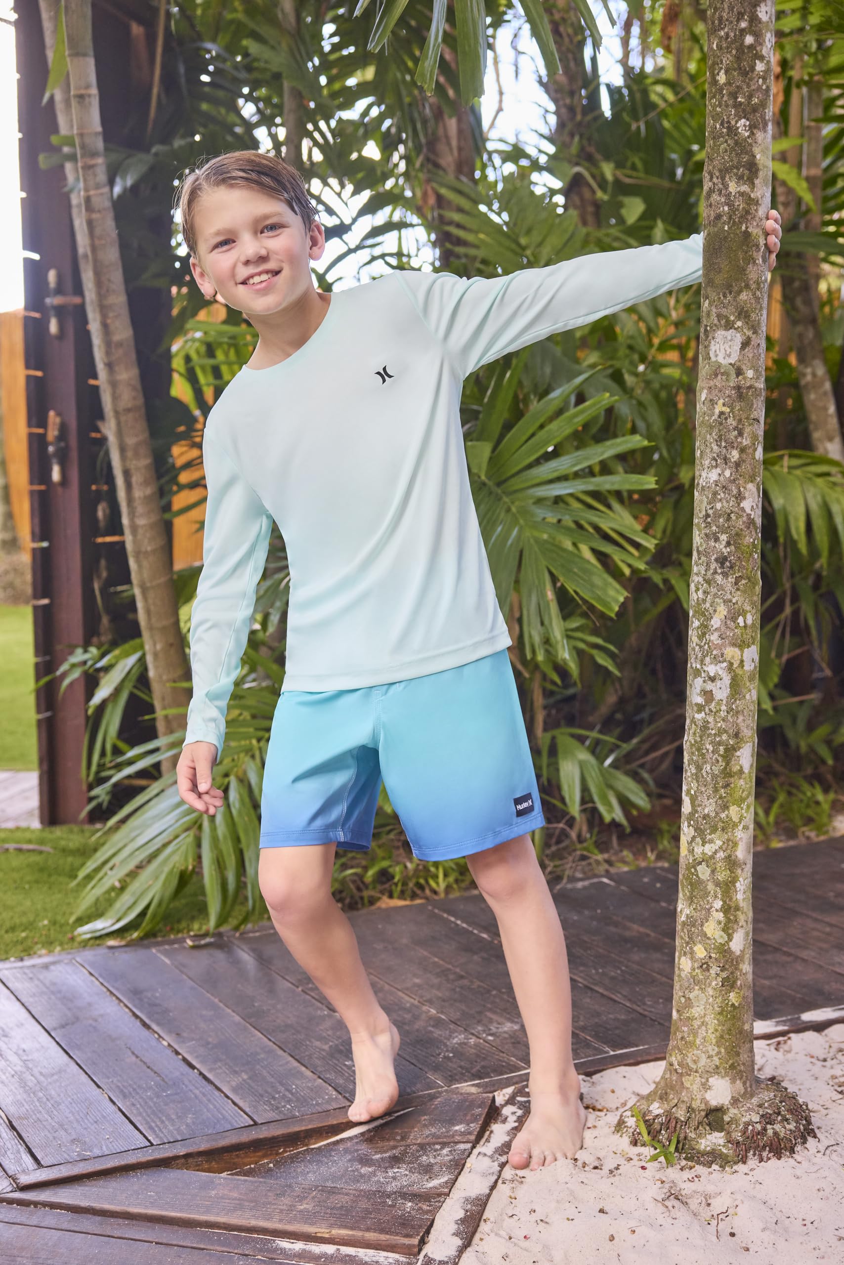 Hurley Costume da Bagno Pull-On Bambino, Verde, 10-12 anni