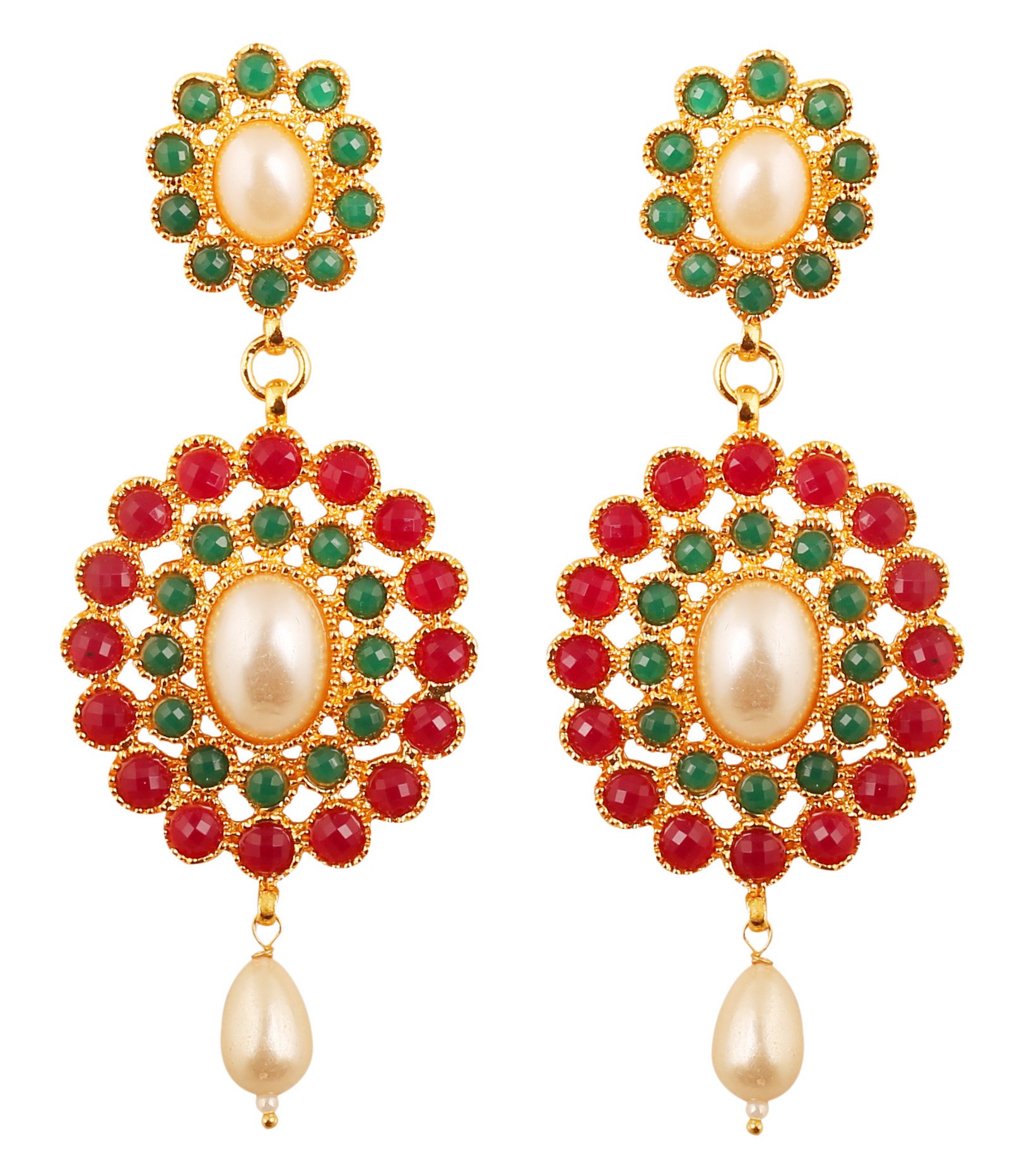 – Indian Bollywood Fine Jewelry Inspired Cubic Zirconia CZs studded Designer Jewelry Long Chandelier Earrings In Gold And Silver Tone For Women.