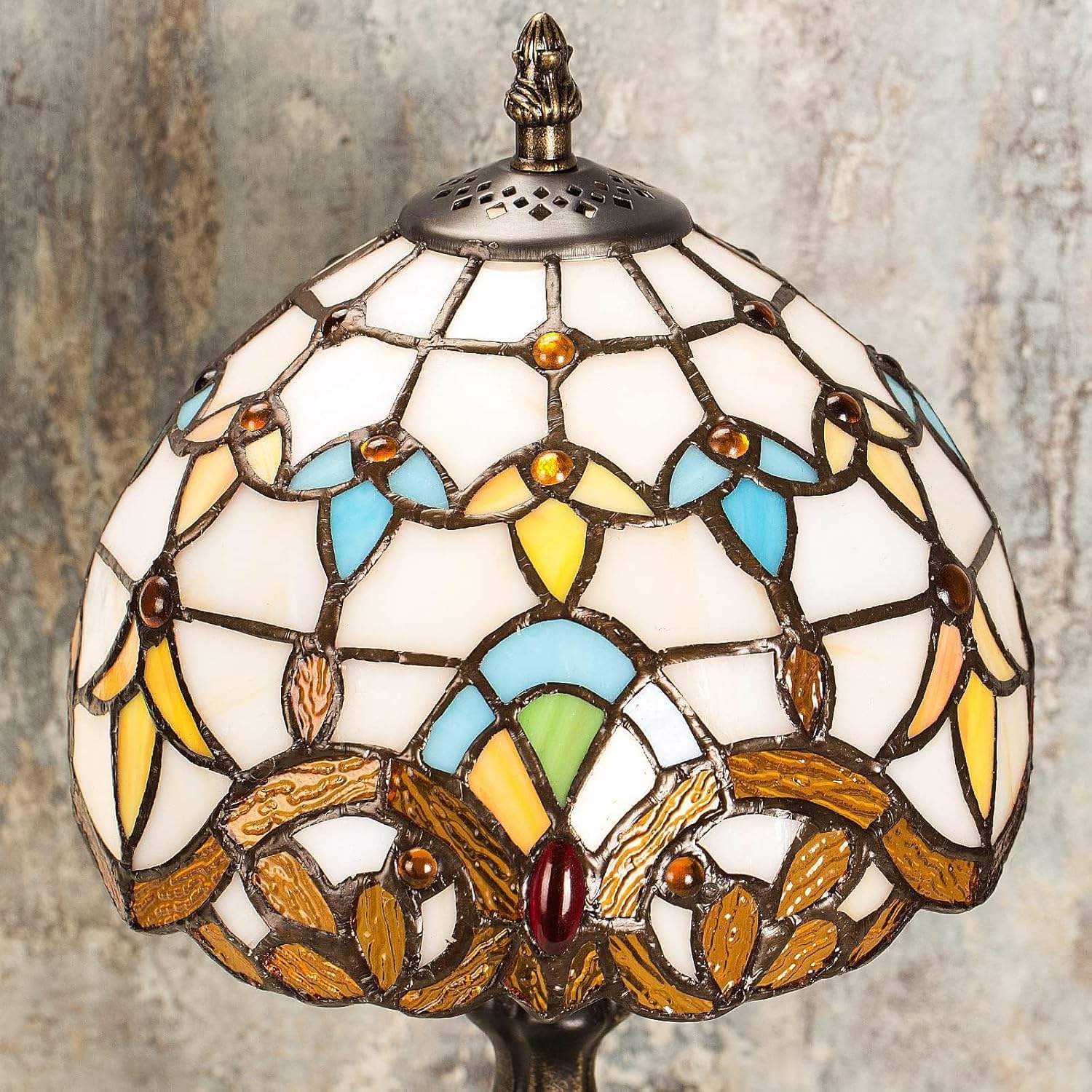 Tiffany Style lampa stołowa, lampka nocna vintage lampa biurkowa antyczna sztuka rękodzieło prezenty dla miłośników dzieci salon sypialnia studio regał na książki biurko światło
