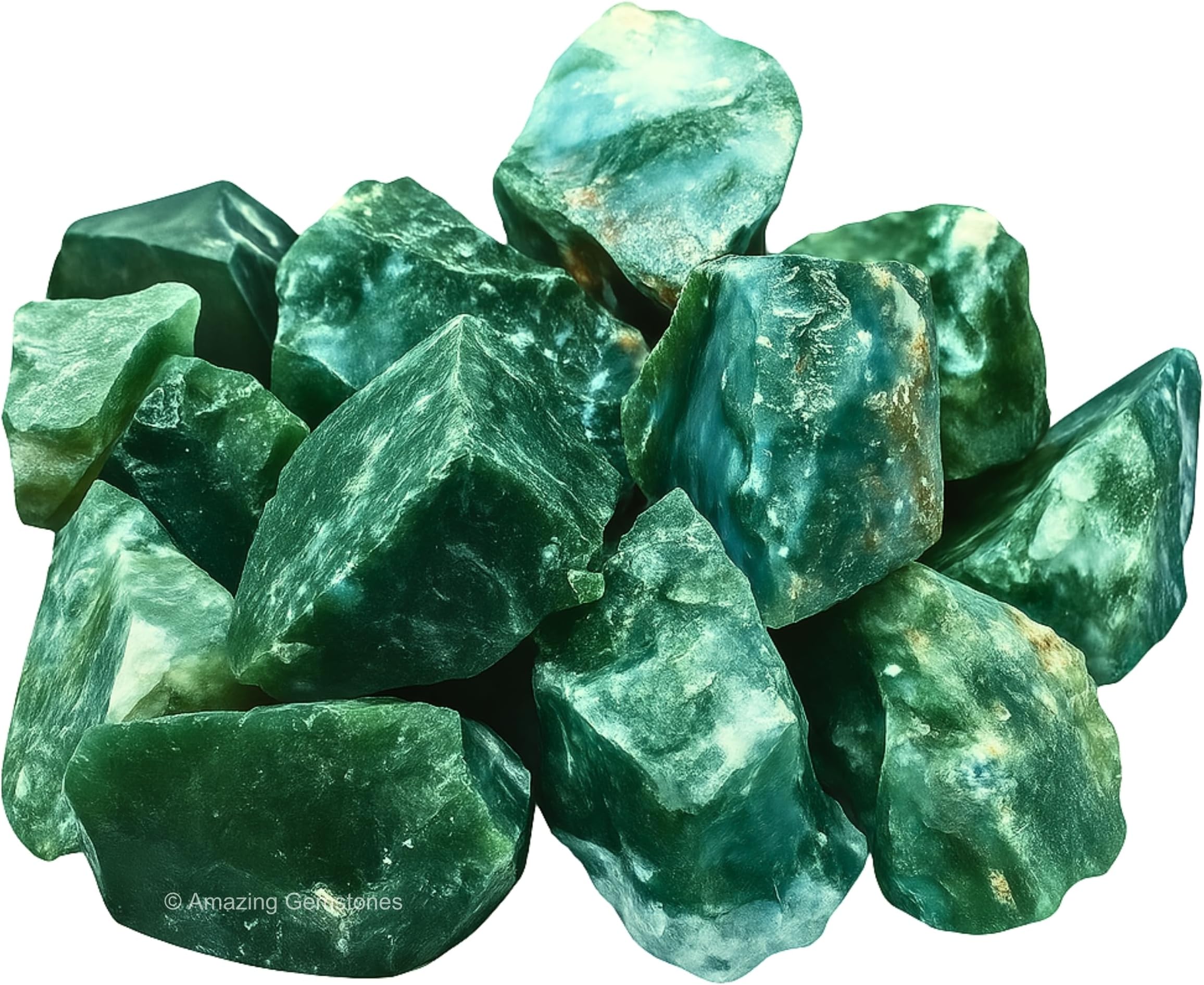 Amazing Gemstone Moss Agate Raw Crystals and Healing Stones, Natural Rocks for Tumbling and DIY Raw Stones and Crystals (5 Pieces)