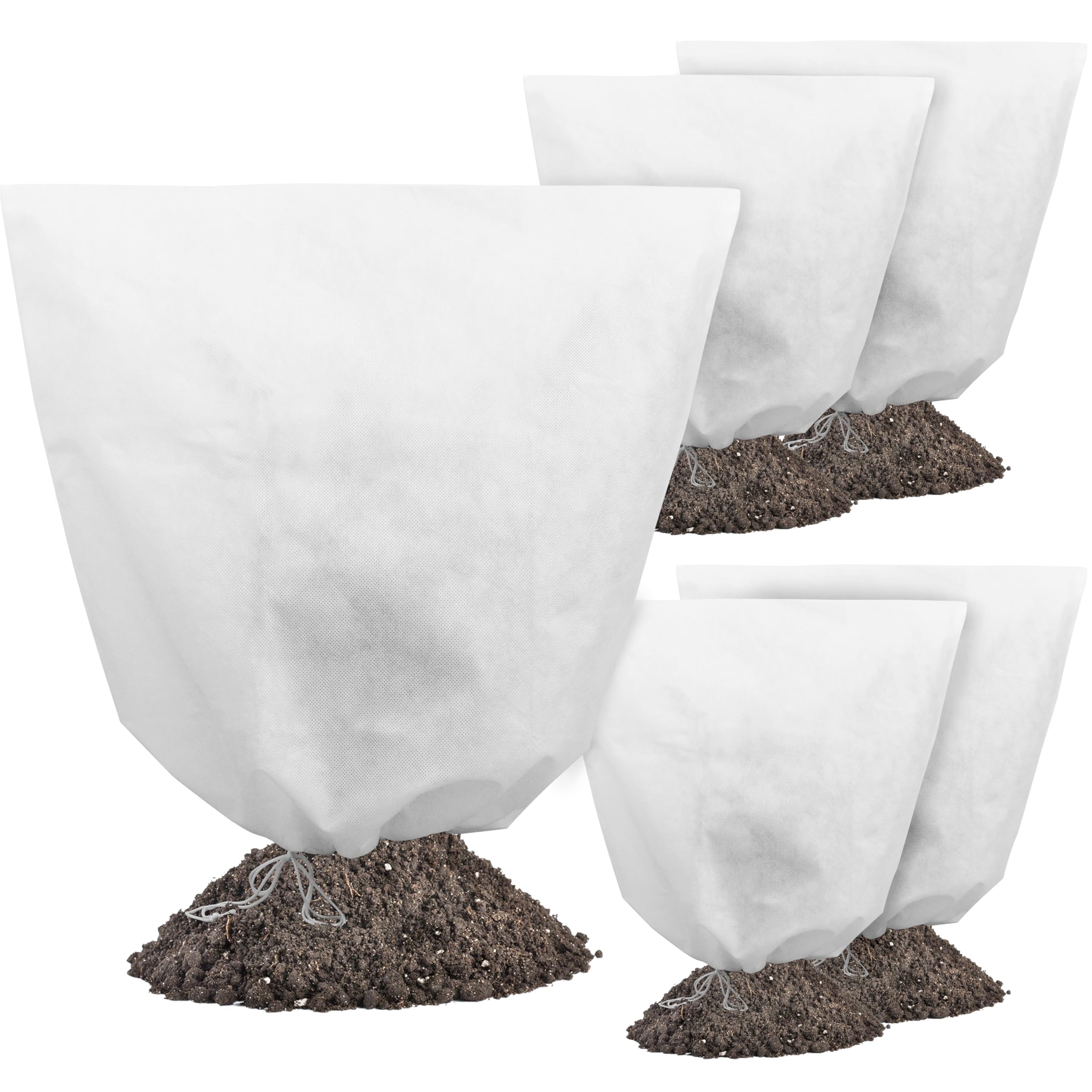 Gardzen 5-Pack Plant Covers Freeze Protection, Drawstring Tree Cover, Winter Freeze Plant Protection, Tree Jacket Frost Blanket for Outdoor Plants, 22.4" x 24"
