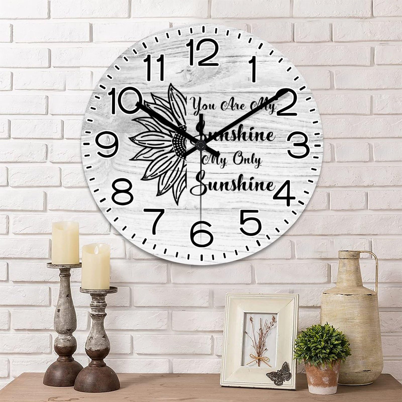 Horloge murale ronde en bois You Are My Sunshine pour décoration chambre bébé