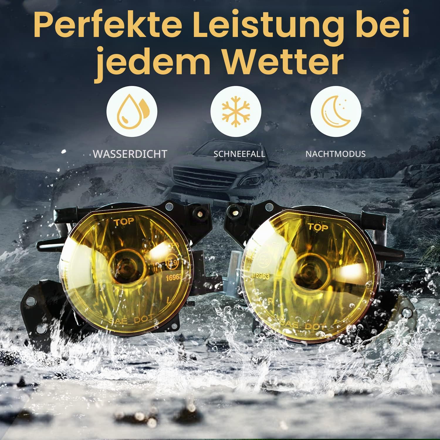 Nebelscheinwerfer passt für BMW 5 Series (E60/E61) 2003 - 2010 For M-package bumper Ein Paar Nebelscheinwerfer gelbe Linse HB4/9006