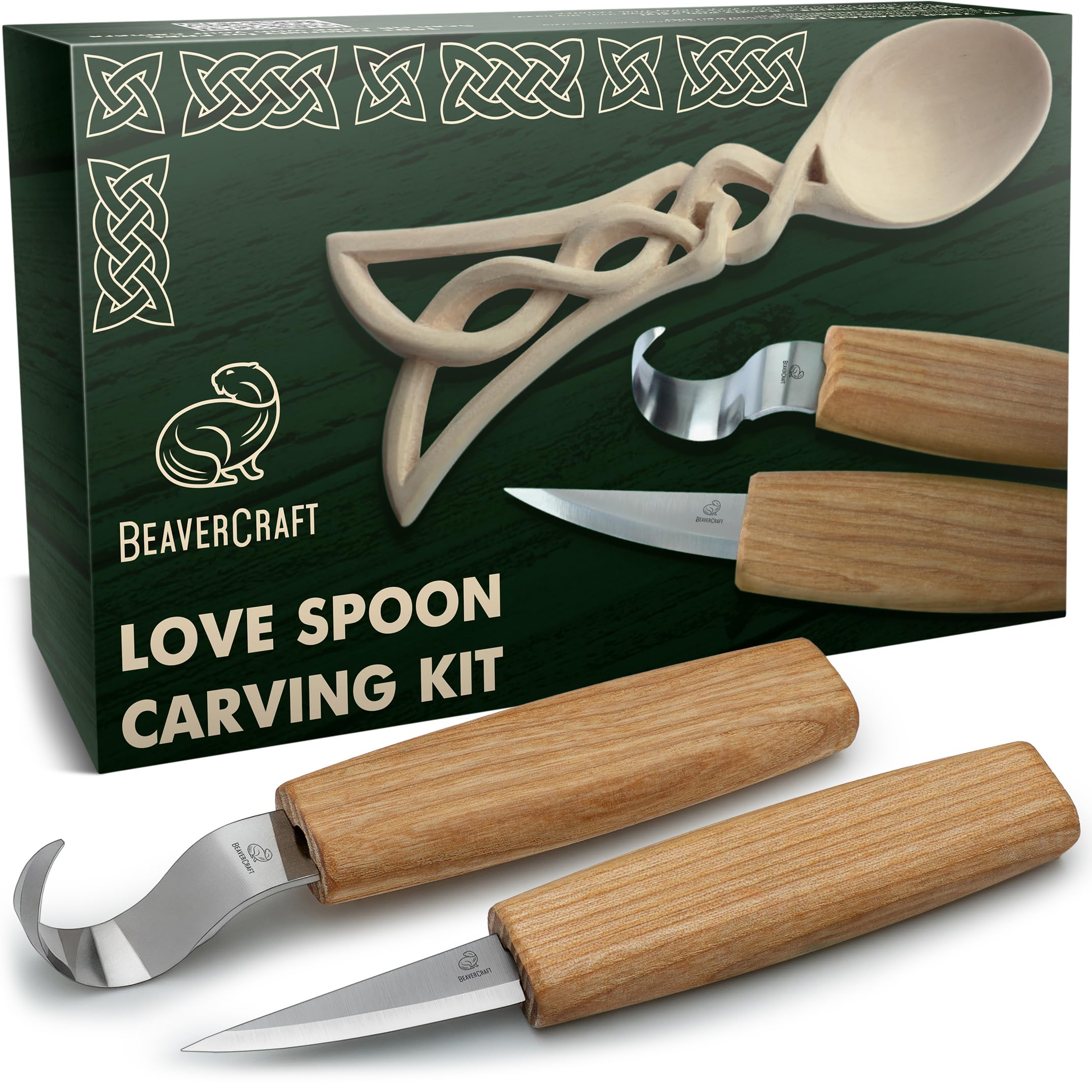 BeaverCraft, Wood Whittling Kit for Beginners DIY04 - Spoon Carving Kit - Wood Carving Whittling Hobby Kit for Adults and Teens - Wood Carving Hook Knife - Woodworking Tools - Spoon Carving Tools