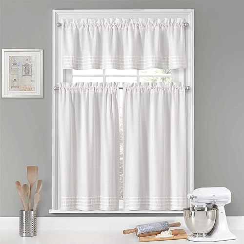 Miniatura 3 de Vue Kingsbury - Par de paneles pequeños para ventana de privacidad, baño, sala de estar, 52 x 45 pulgadas, color blanco