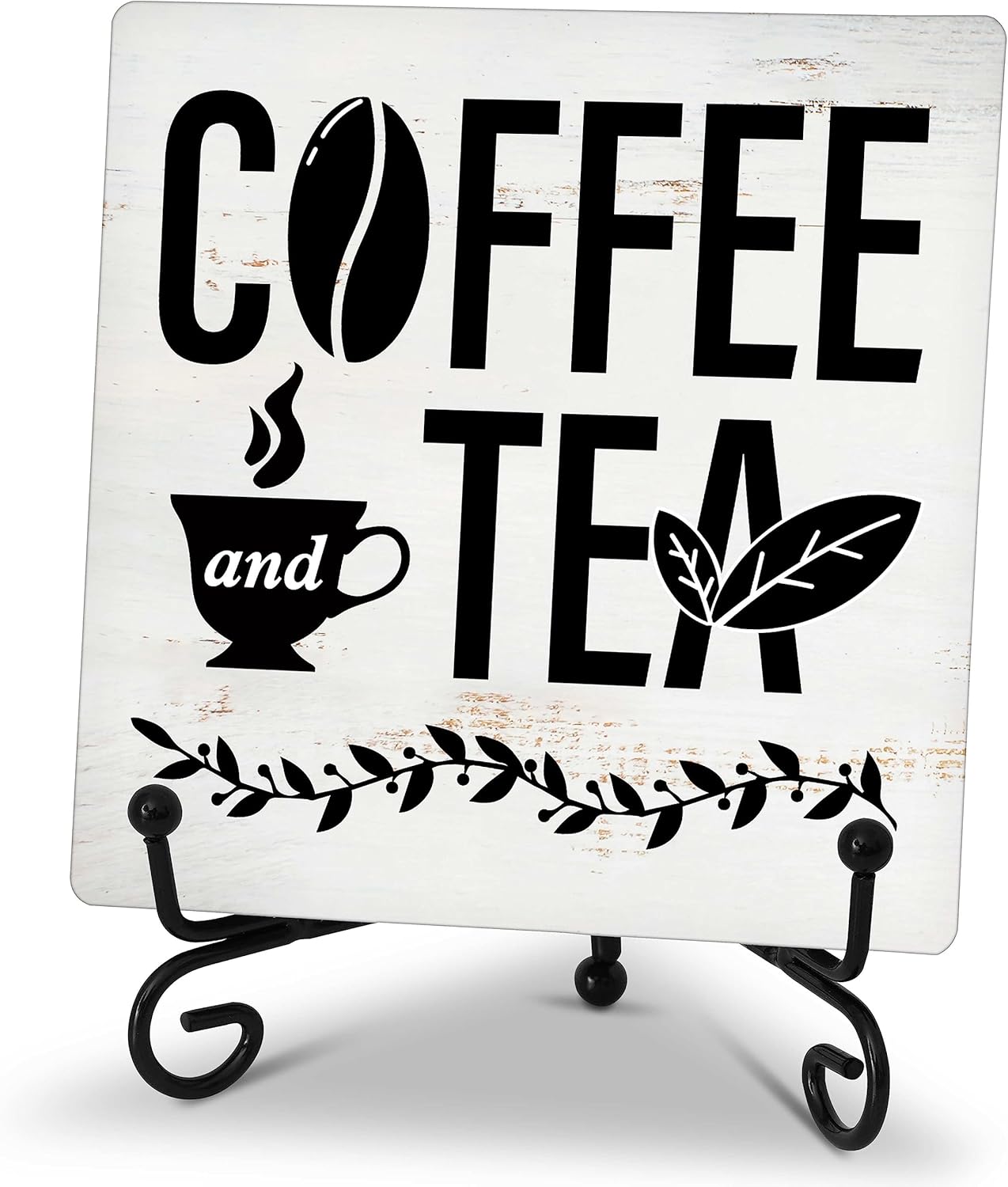 Coffee and Tea Farmhouse Kitchen Decor Sign Black and White