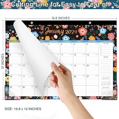 Miniatura 6 de Calendario de escritorio 2024-2024 de enero de 2024 a diciembre de 2024, 16.8 x 12 pulgadas, 12 calendario mensual de escritoriopared 2 en 1, papel