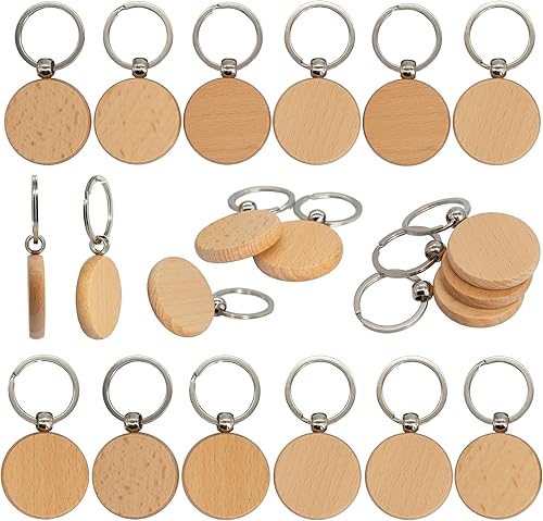 Miniatura 8 de TFoRibbon 50 llaveros de madera en blanco con grabado de madera (rectángulo)